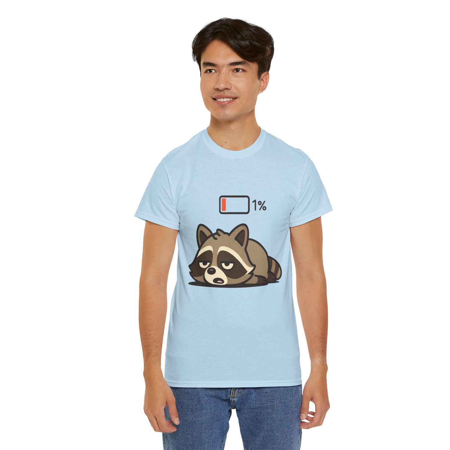 Sleepy Raccoon Tee, Funny Animal Shirt, Lazy Day Outfit, Cozy Gift, Unisex Cotton Tee