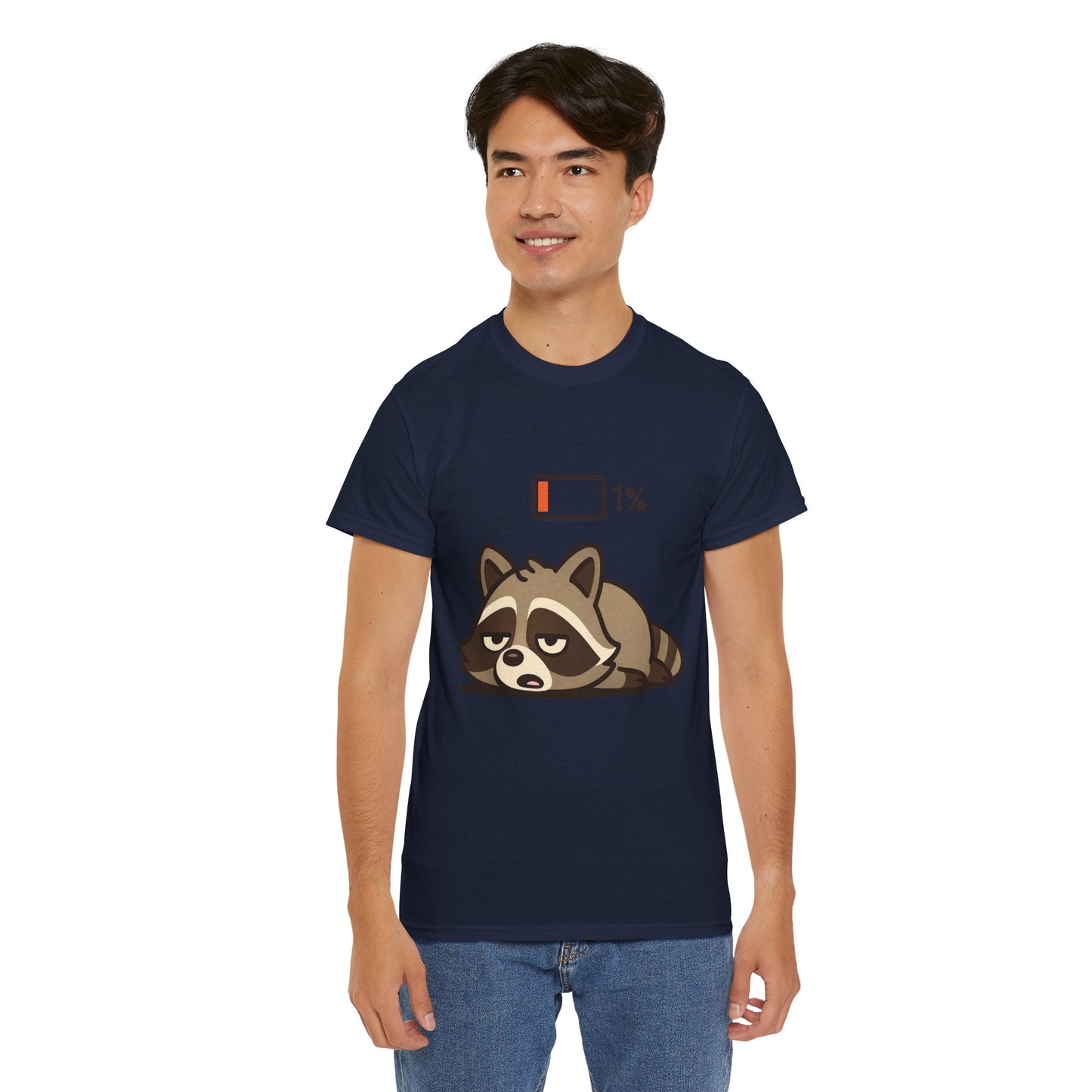 Sleepy Raccoon Tee, Funny Animal Shirt, Lazy Day Outfit, Cozy Gift, Unisex Cotton Tee
