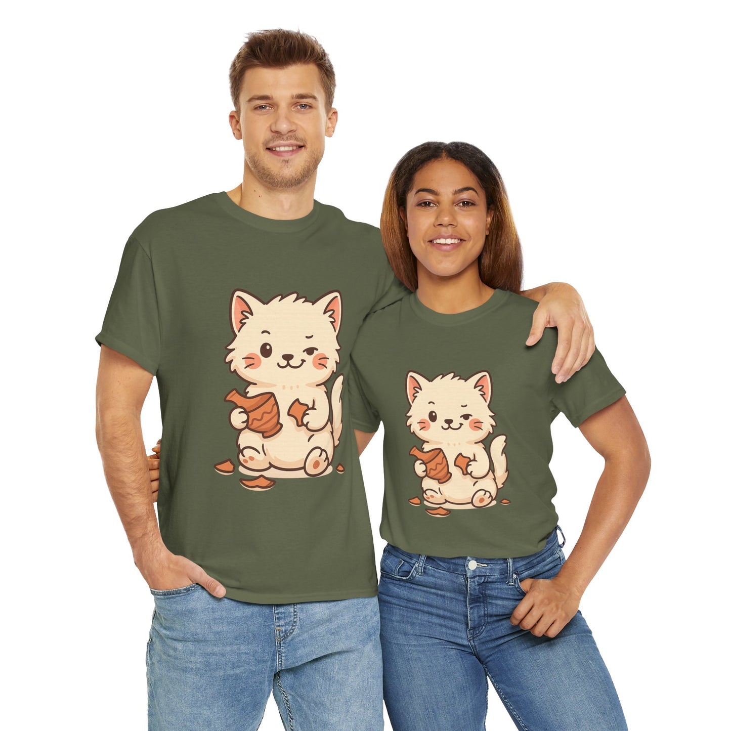Cute Naughty Cat T-Shirt - Funny Kawaii Cat Shirt for Pet Lovers, Paws & Claws Collection