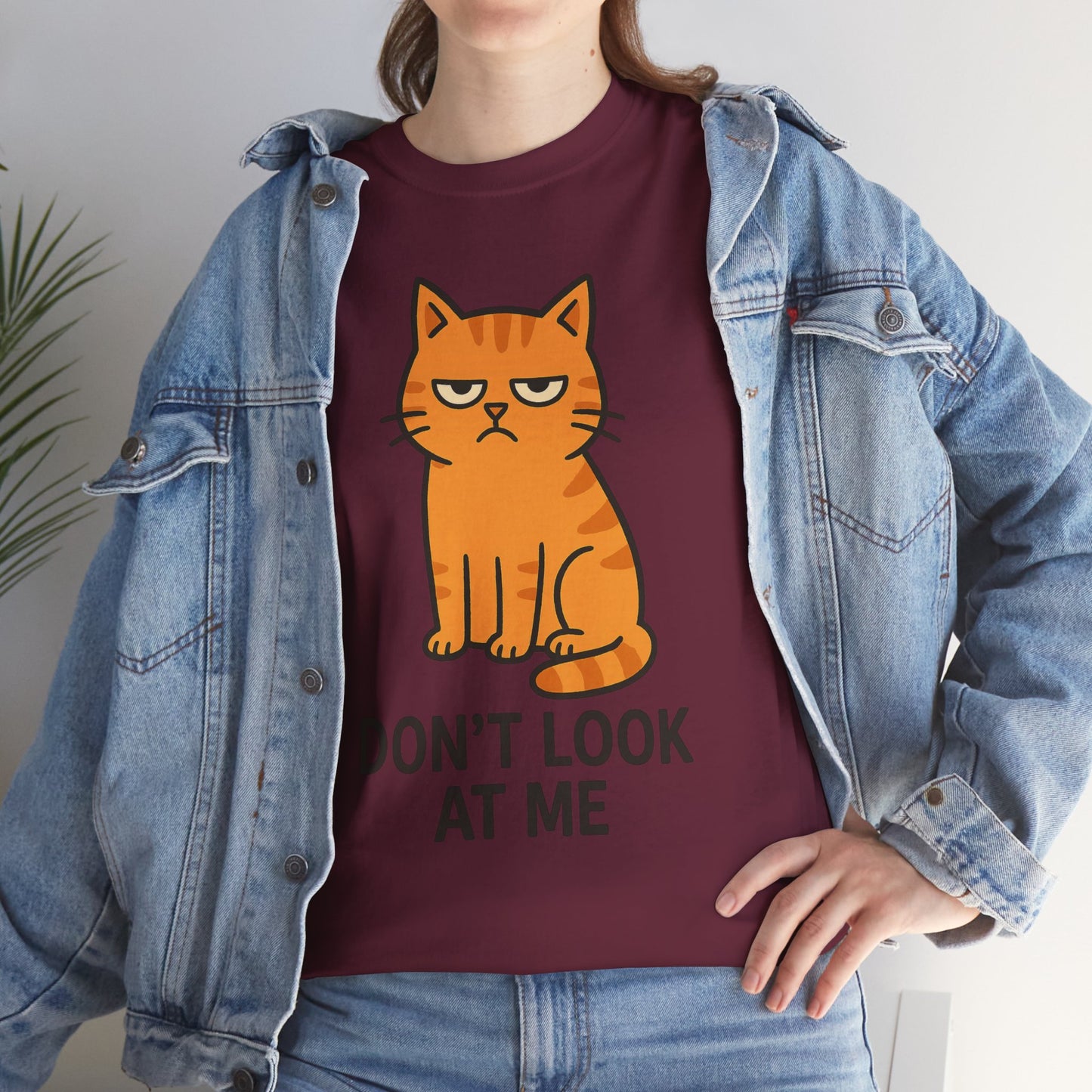 Grumpy Cat Tee - Don't Look At Me Shirt, Funny Gift for Cat Lovers, Unisex Graphic T-Shirt, Sassy Feline Humor, Casual Pet Lover Apparel