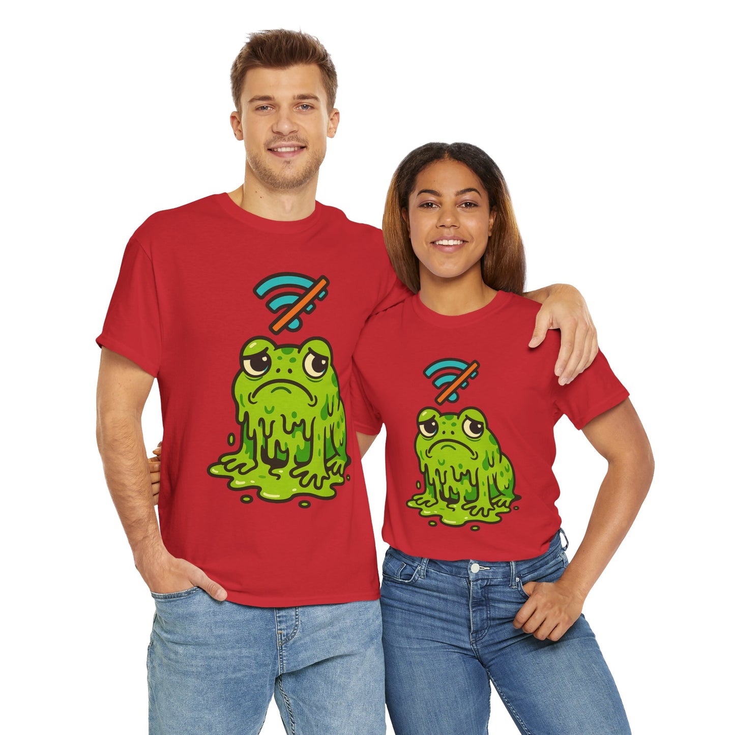 Melting Frog Meme T-Shirt, Funny No WiFi Tee, Internet Is Down Shirt, Cute Cartoon Frog Graphic, Gen Z Gift, Unisex Cotton Top