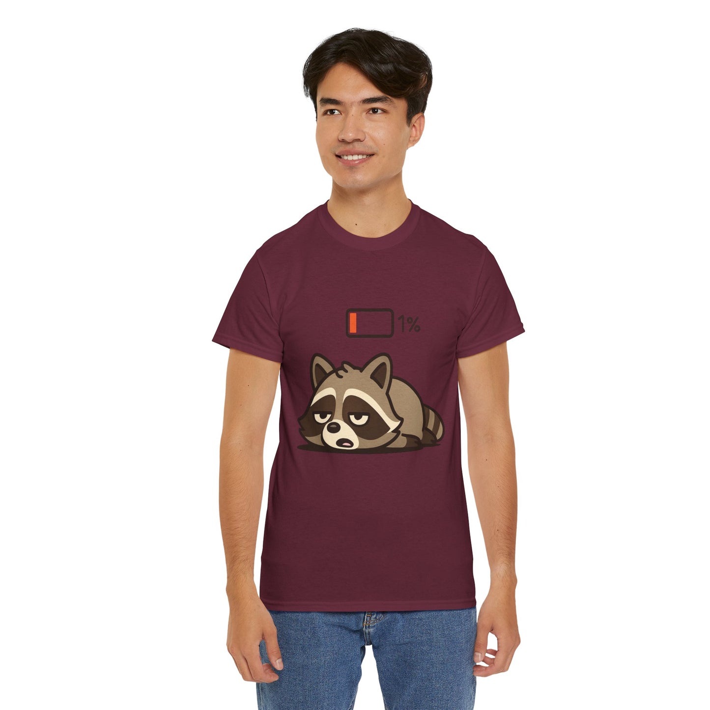 Sleepy Raccoon Tee, Funny Animal Shirt, Lazy Day Outfit, Cozy Gift, Unisex Cotton Tee