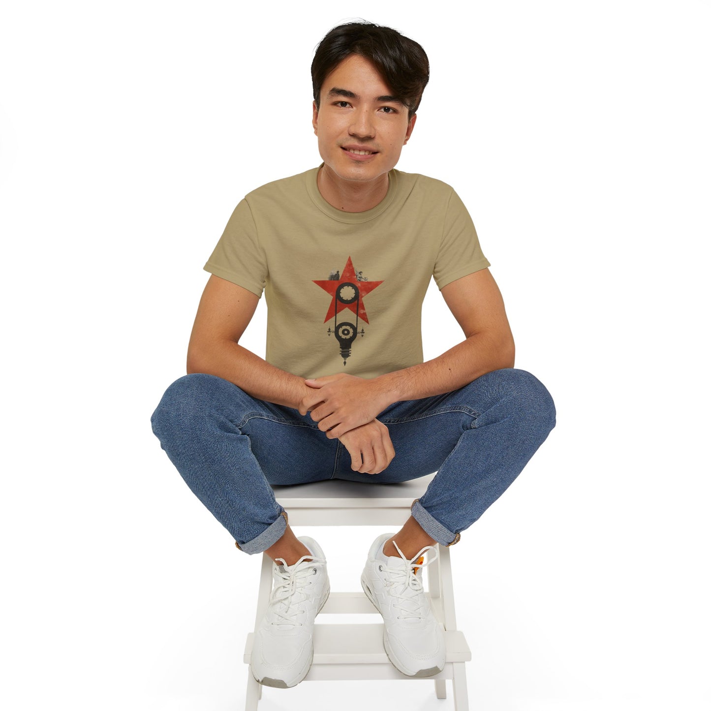 Red Star Mechanism Tee - Revolution T-Shirt, Steampunk Gear Shirt, Vintage Tech Art, Unisex Retro Design Tee