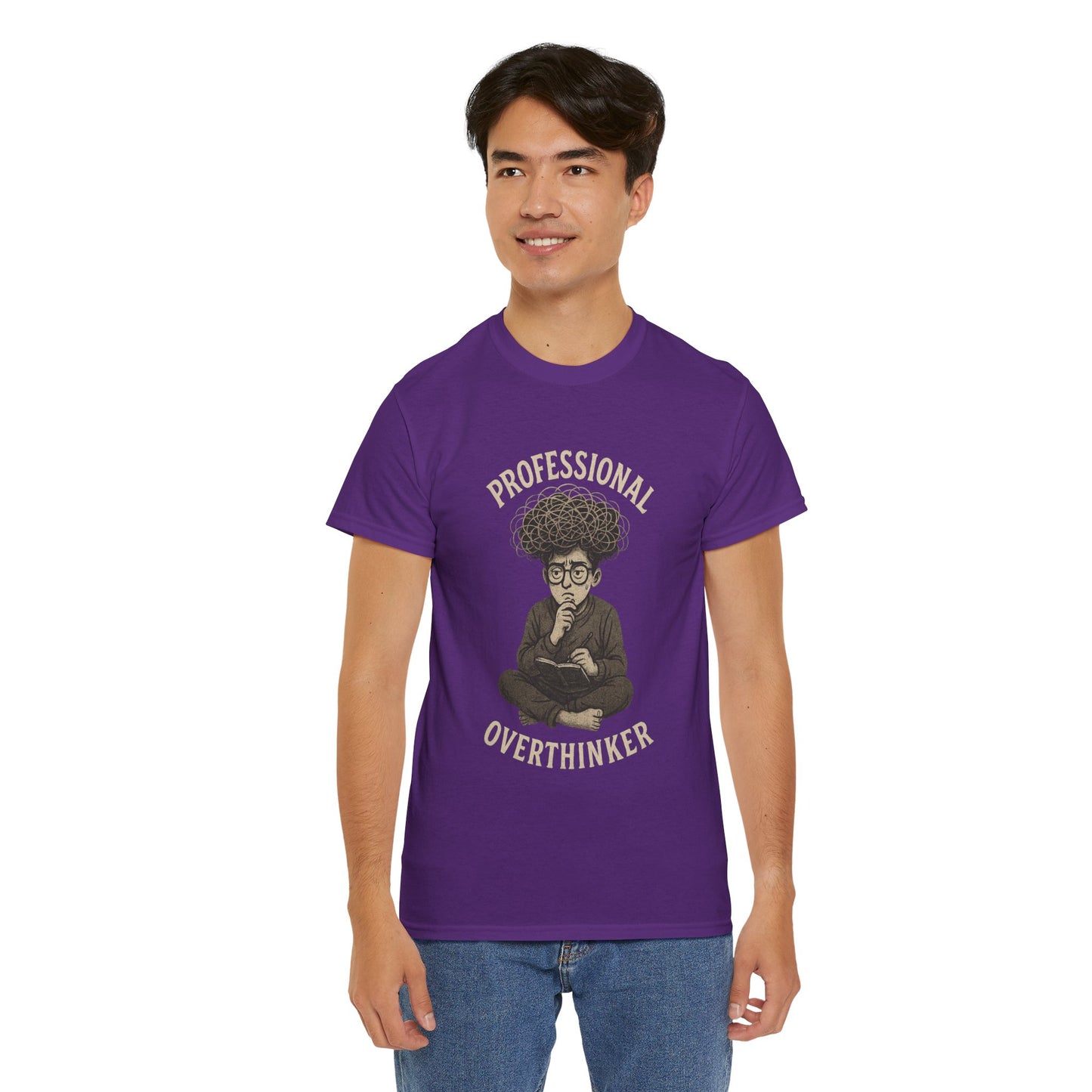 Professional Overthinker Shirt - Funny Thoughtful T-Shirt, Unisex Heavy Cotton Tee, Gift for Deep Thinkers, Casual Comfort Tee