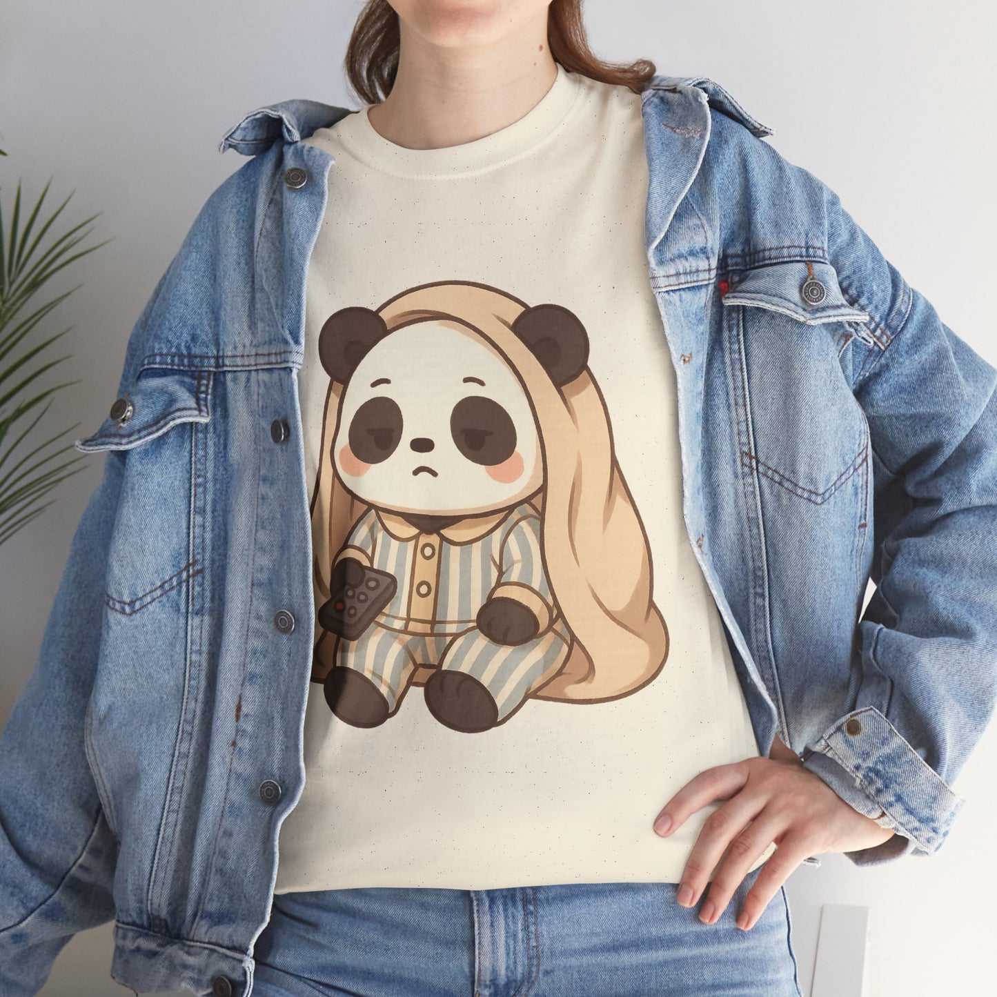 Lazy Panda Vibes Unisex Cotton Tee, Cozy Pajama Shirt, Cute Loungewear, Animal Lover Gift, Relaxing Outfit