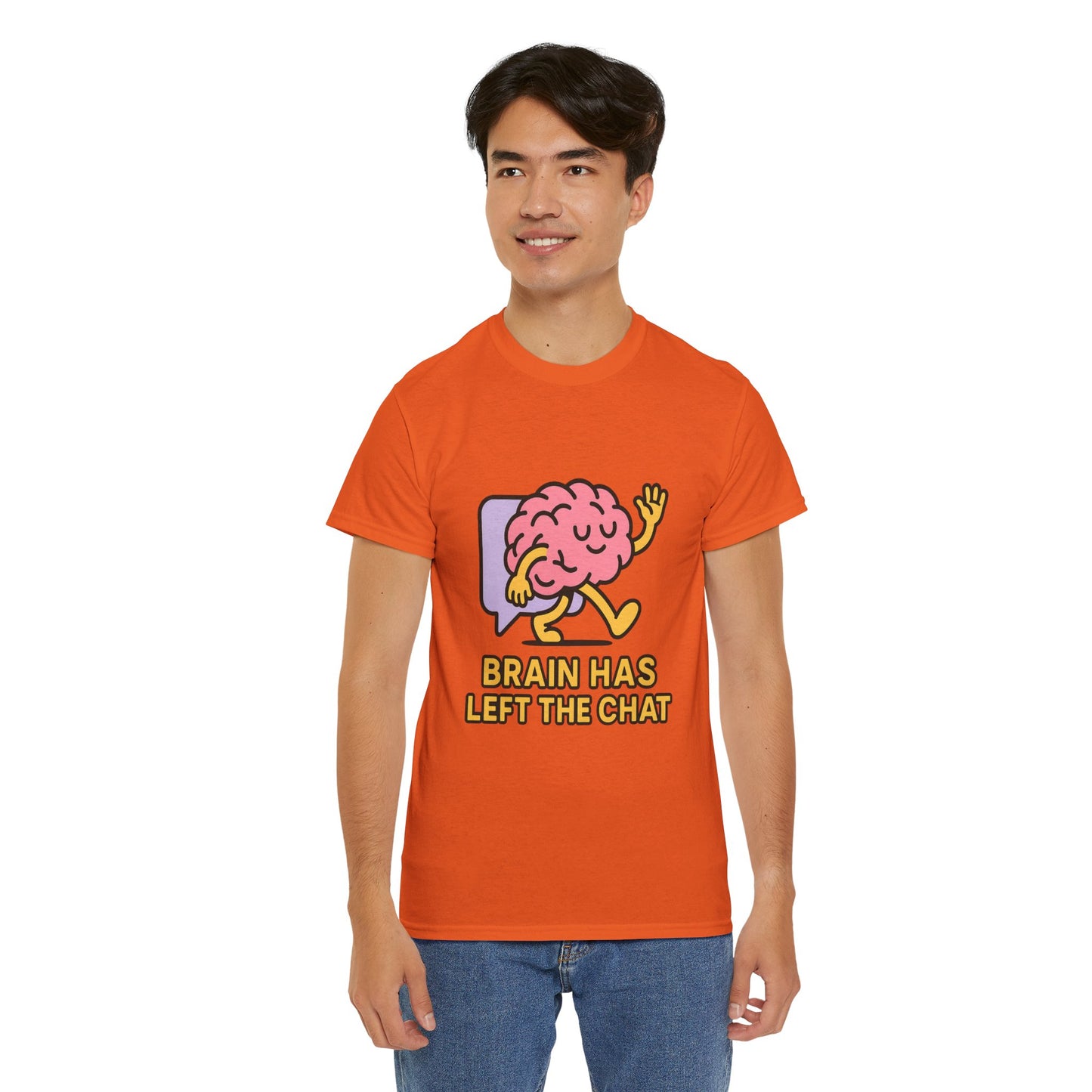 Brain Has Left The Chat T-Shirt, Funny Walking Brain Tee, Quirky Meme Shirt, Digital Humor, Gen Z Gift, Casual Unisex Graphic Top
