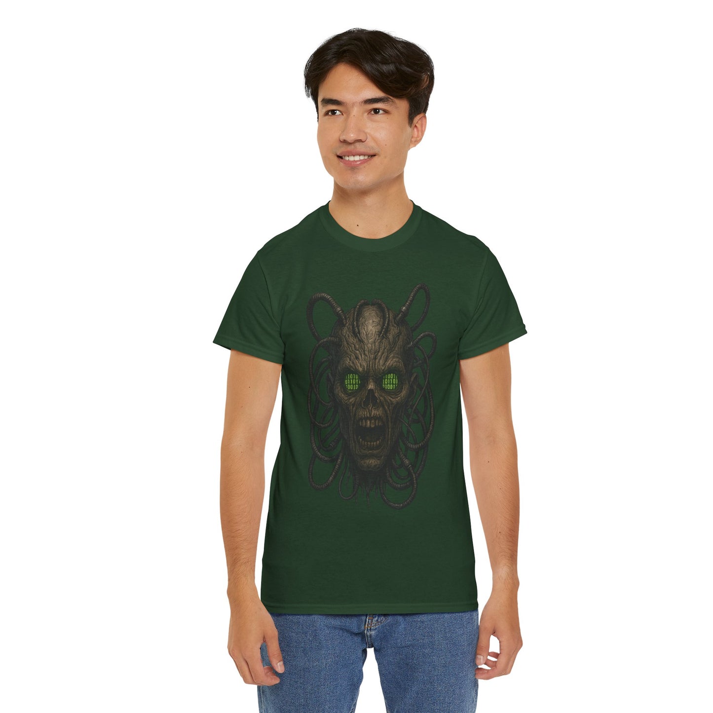 Neural Wraith T-Shirt, Gothic Horror Tee, Sci-Fi Skull Shirt, Cyberpunk Unisex Graphic, Dark Techwear