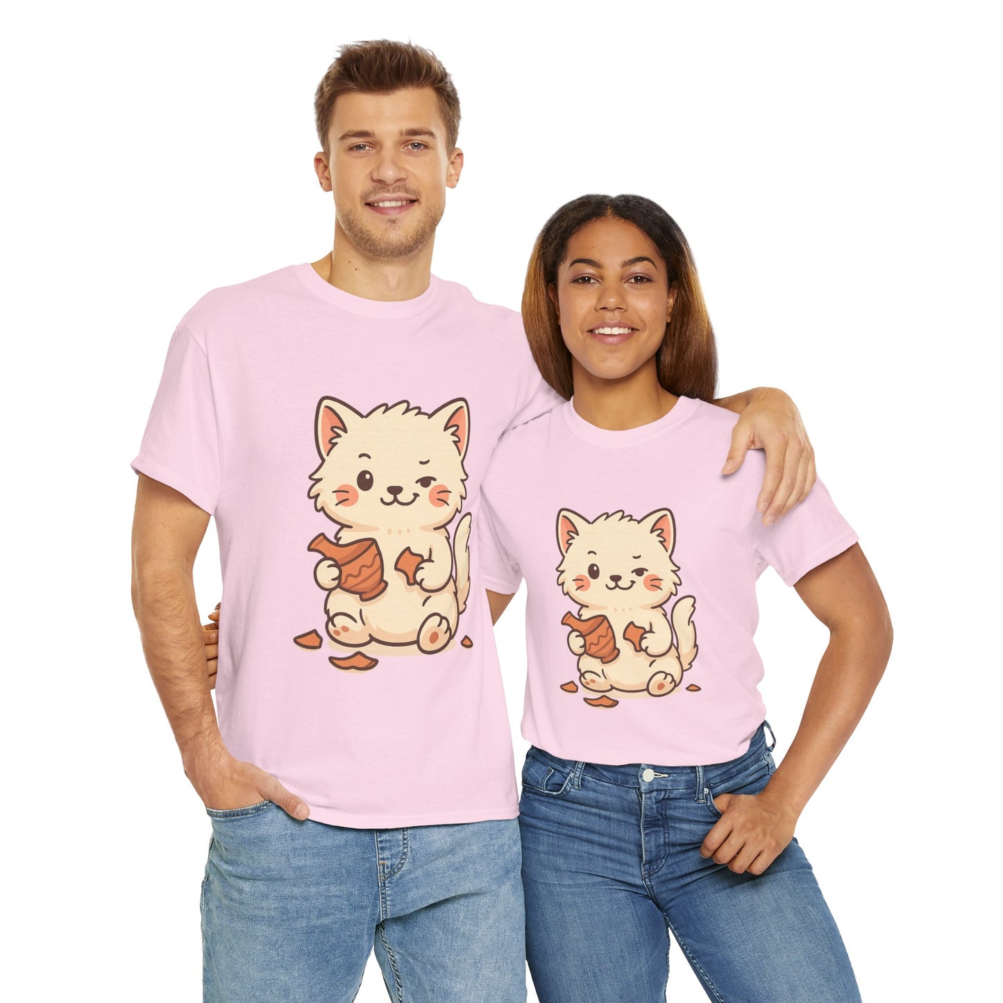 Cute Naughty Cat T-Shirt - Funny Kawaii Cat Shirt for Pet Lovers, Paws & Claws Collection