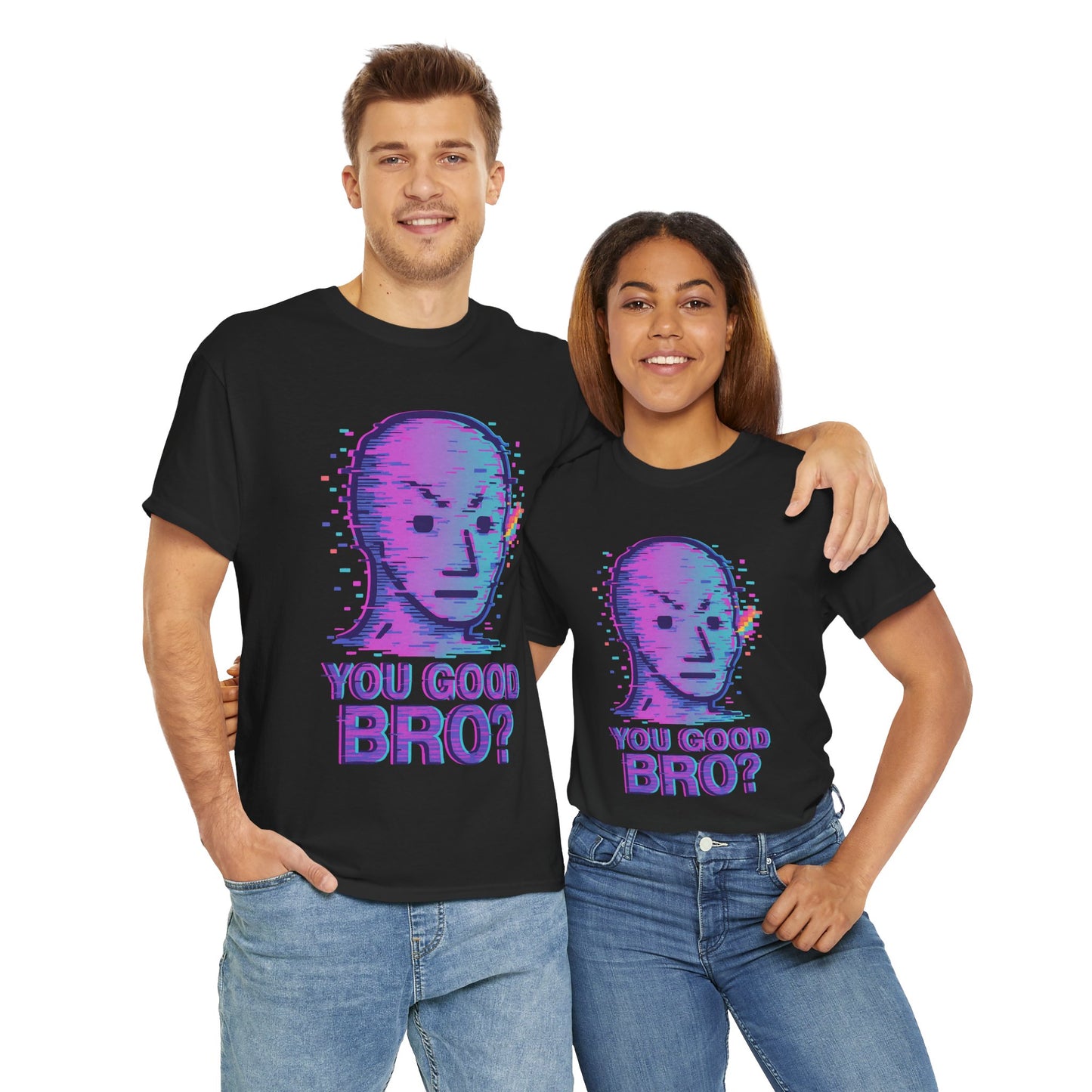 You Good Bro? Glitch Meme T-Shirt, Vaporwave NPC Shirt, Funny Unisex Graphic Tee, Digital Humor Gift, Gen Z Internet Culture Top
