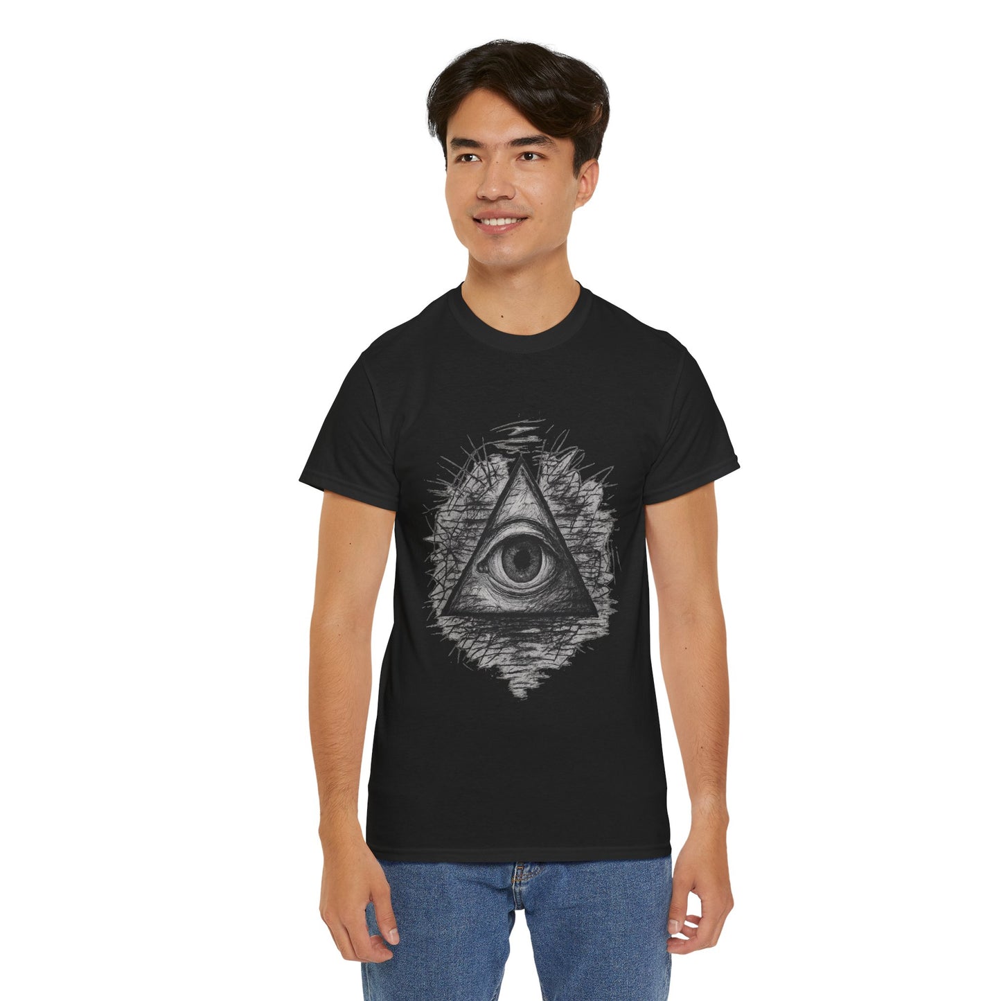 Mystic All-Seeing Eye Tee, Unisex Heavy Cotton Shirt, Occult Symbol T-Shirt, Grunge Style Gift, Esoteric Apparel