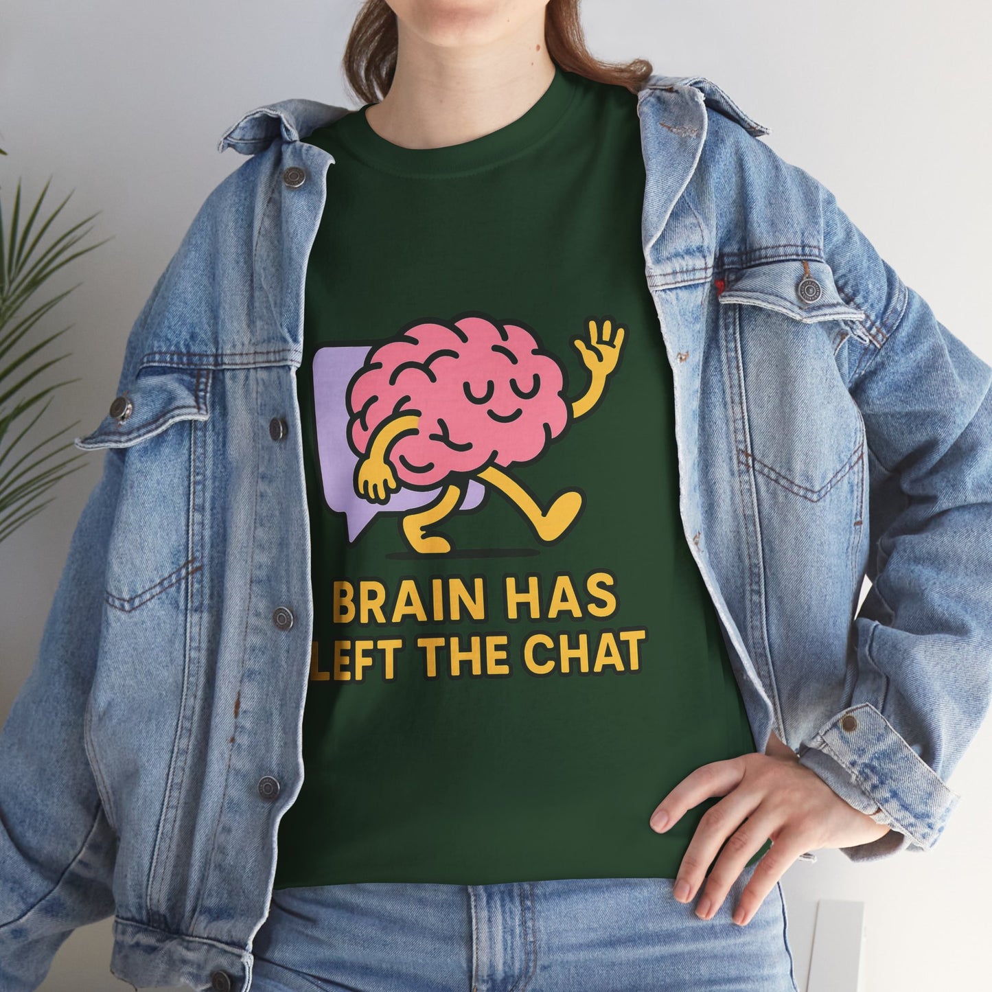 Brain Has Left The Chat T-Shirt, Funny Walking Brain Tee, Quirky Meme Shirt, Digital Humor, Gen Z Gift, Casual Unisex Graphic Top