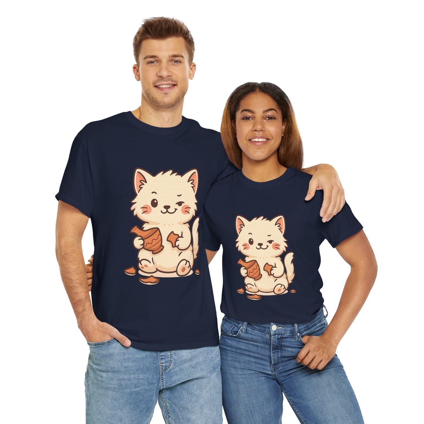 Cute Naughty Cat T-Shirt - Funny Kawaii Cat Shirt for Pet Lovers, Paws & Claws Collection