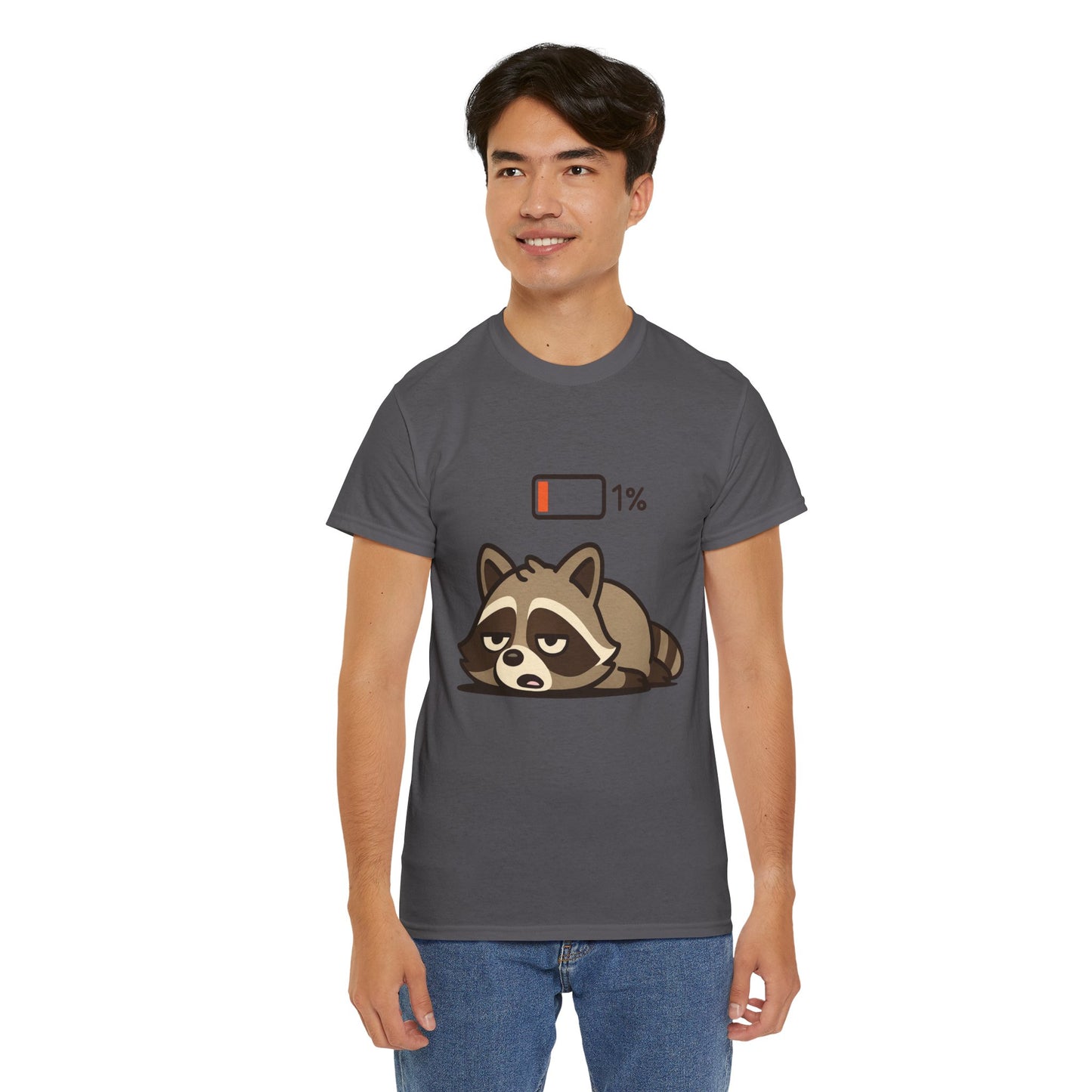 Sleepy Raccoon Tee, Funny Animal Shirt, Lazy Day Outfit, Cozy Gift, Unisex Cotton Tee