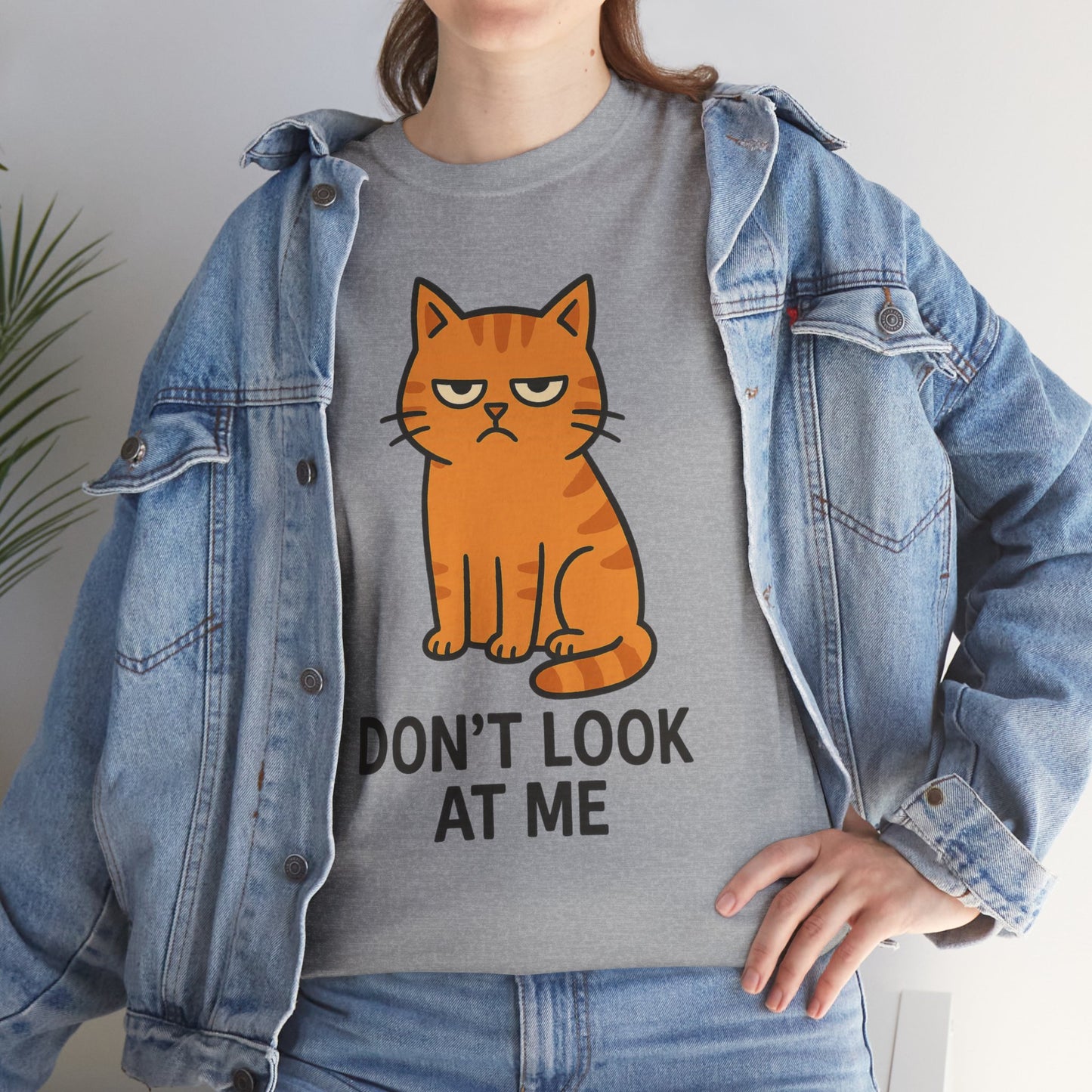 Grumpy Cat Tee - Don't Look At Me Shirt, Funny Gift for Cat Lovers, Unisex Graphic T-Shirt, Sassy Feline Humor, Casual Pet Lover Apparel