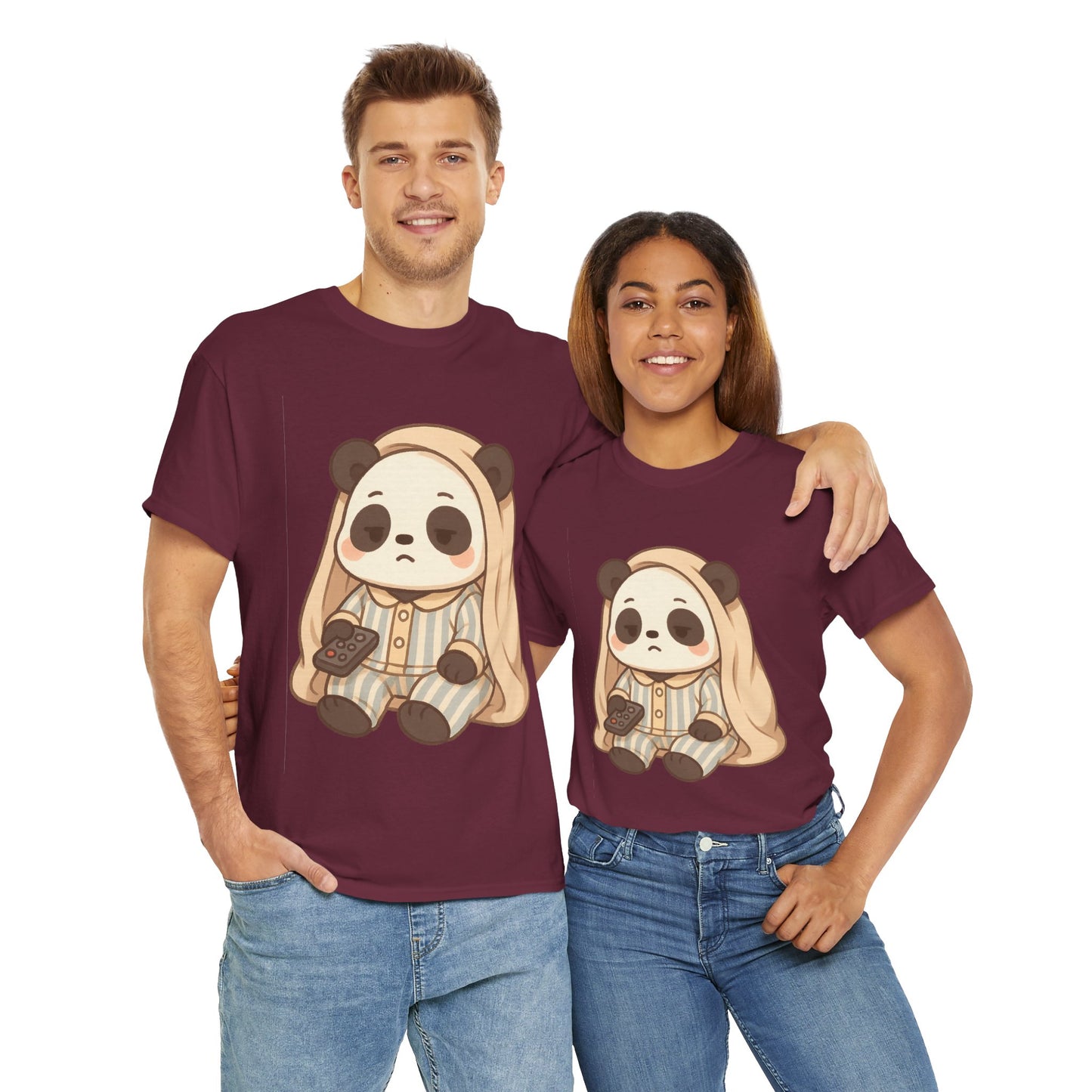 Lazy Panda Vibes Unisex Cotton Tee, Cozy Pajama Shirt, Cute Loungewear, Animal Lover Gift, Relaxing Outfit
