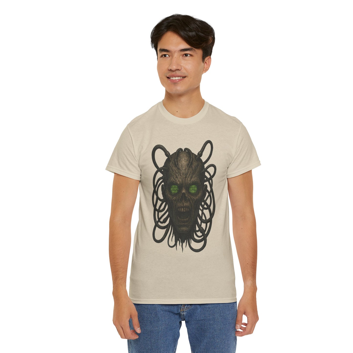 Neural Wraith T-Shirt, Gothic Horror Tee, Sci-Fi Skull Shirt, Cyberpunk Unisex Graphic, Dark Techwear