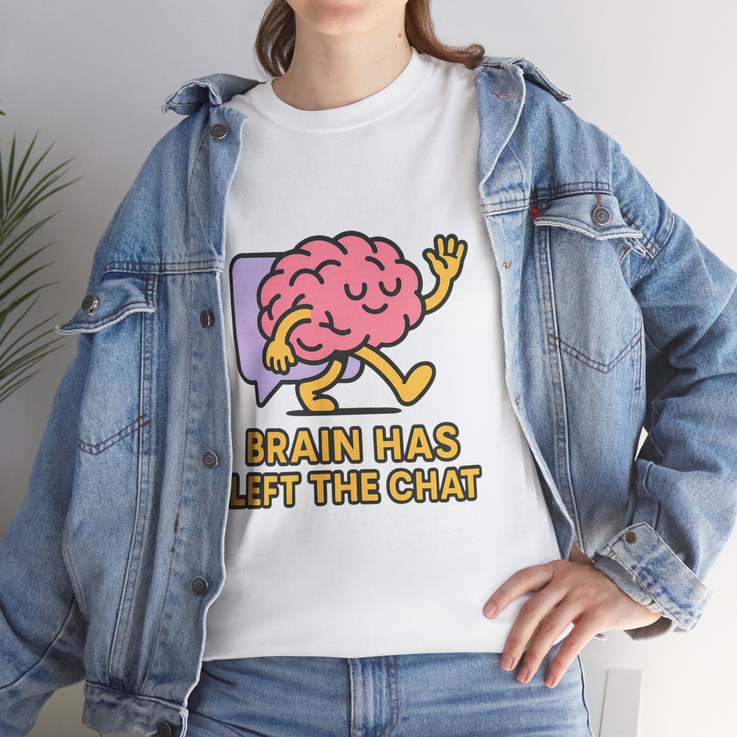 Brain Has Left The Chat T-Shirt, Funny Walking Brain Tee, Quirky Meme Shirt, Digital Humor, Gen Z Gift, Casual Unisex Graphic Top