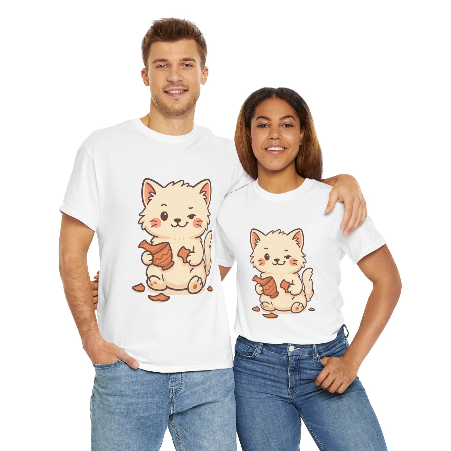 Cute Naughty Cat T-Shirt - Funny Kawaii Cat Shirt for Pet Lovers, Paws & Claws Collection