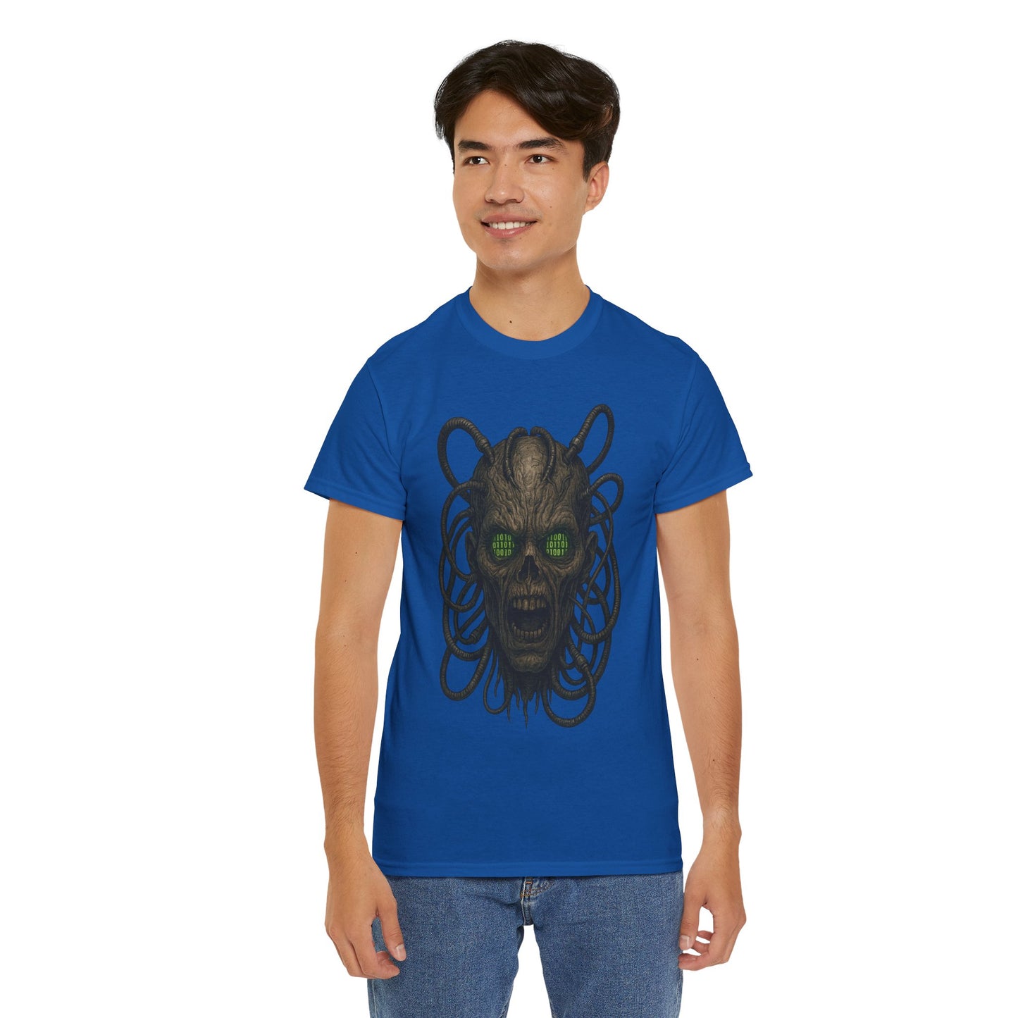 Neural Wraith T-Shirt, Gothic Horror Tee, Sci-Fi Skull Shirt, Cyberpunk Unisex Graphic, Dark Techwear