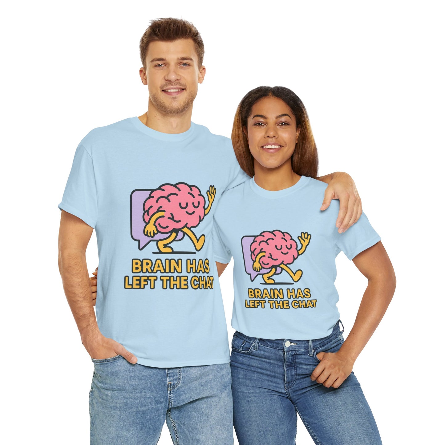 Brain Has Left The Chat T-Shirt, Funny Walking Brain Tee, Quirky Meme Shirt, Digital Humor, Gen Z Gift, Casual Unisex Graphic Top