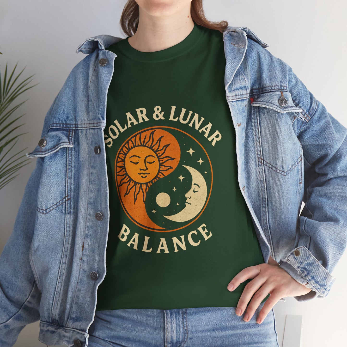 Solar & Lunar Balance T-Shirt - Yin Yang Sun and Moon Tee - Unisex Vintage Astrology Shirt - Retro Celestial Spiritual Gift