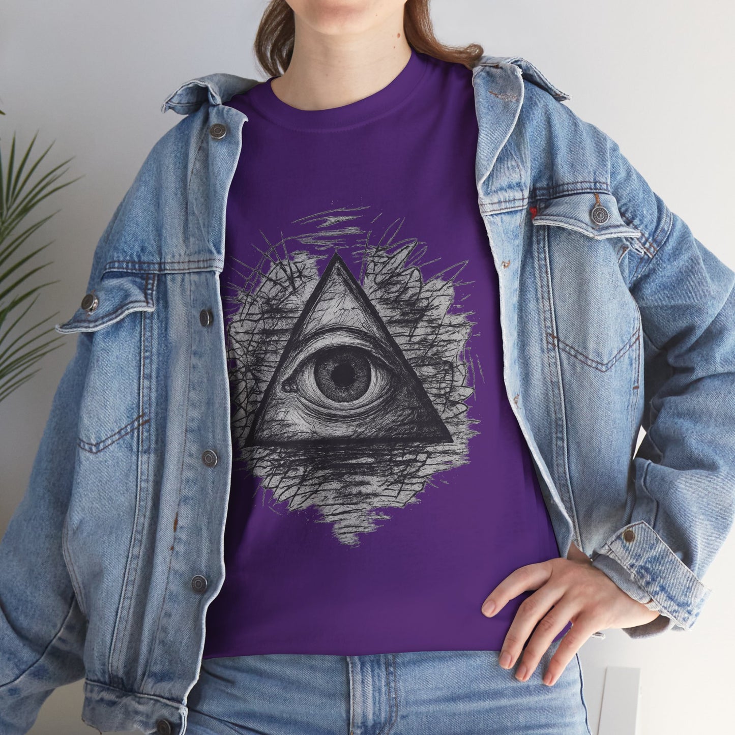 Mystic All-Seeing Eye Tee, Unisex Heavy Cotton Shirt, Occult Symbol T-Shirt, Grunge Style Gift, Esoteric Apparel