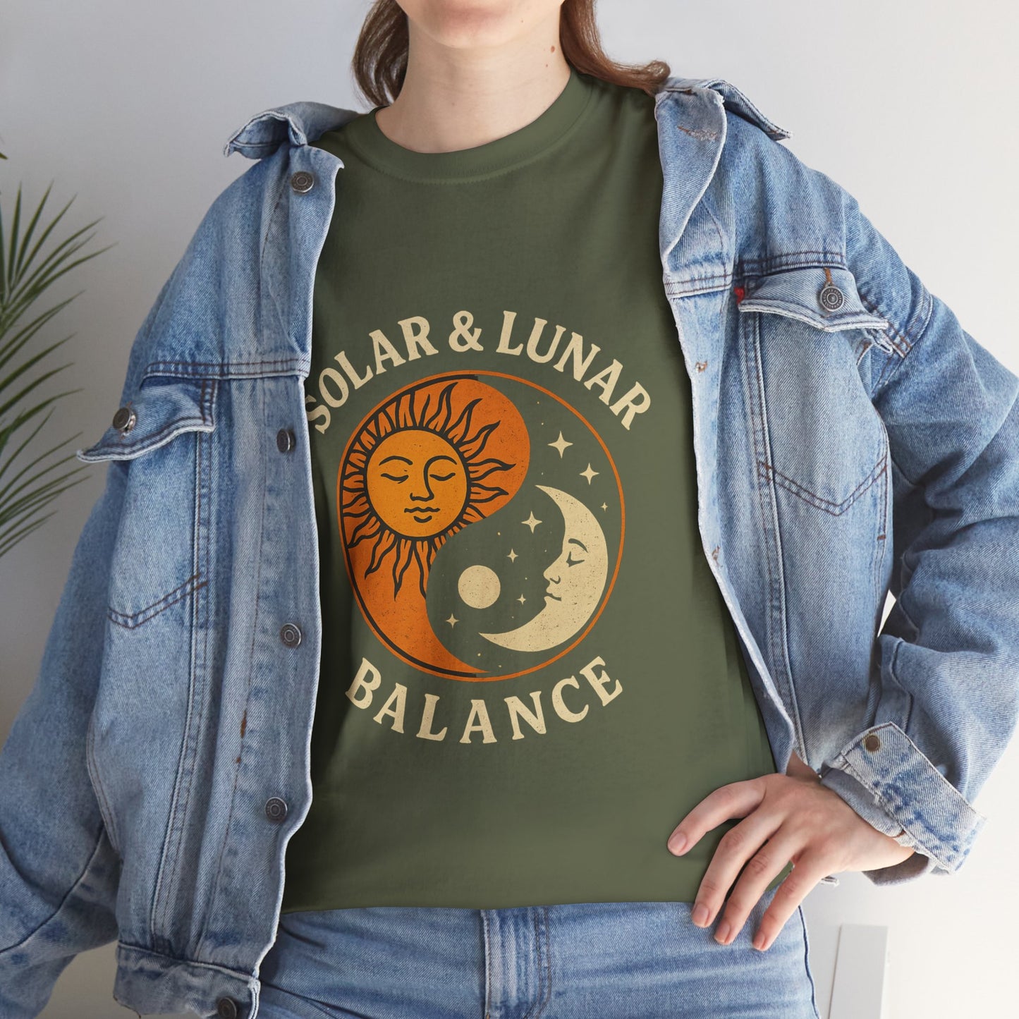 Solar & Lunar Balance T-Shirt - Yin Yang Sun and Moon Tee - Unisex Vintage Astrology Shirt - Retro Celestial Spiritual Gift