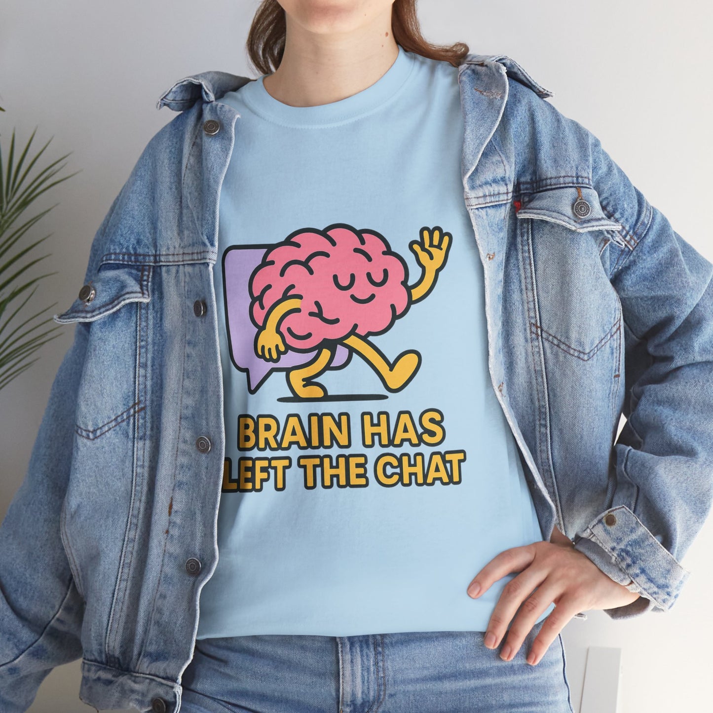 Brain Has Left The Chat T-Shirt, Funny Walking Brain Tee, Quirky Meme Shirt, Digital Humor, Gen Z Gift, Casual Unisex Graphic Top