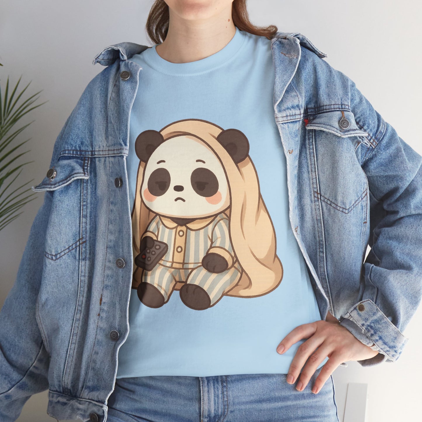 Lazy Panda Vibes Unisex Cotton Tee, Cozy Pajama Shirt, Cute Loungewear, Animal Lover Gift, Relaxing Outfit