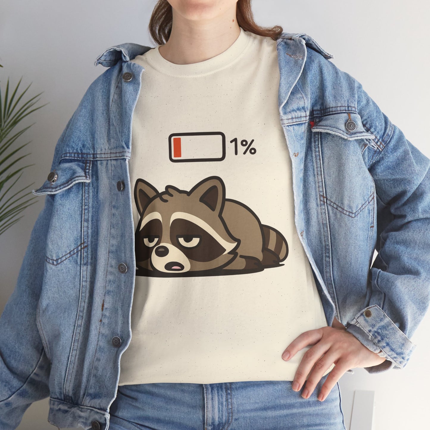 Sleepy Raccoon Tee, Funny Animal Shirt, Lazy Day Outfit, Cozy Gift, Unisex Cotton Tee