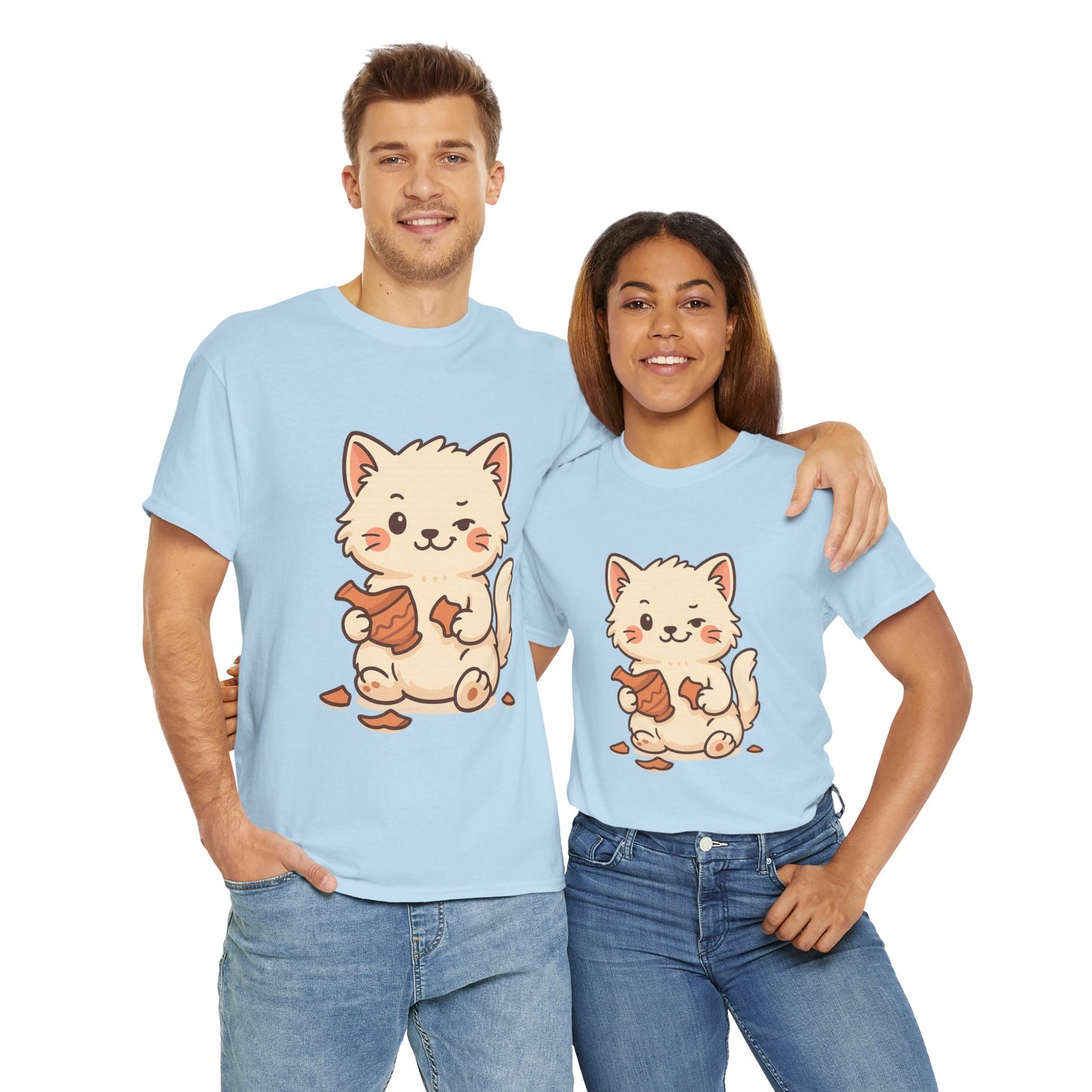 Cute Naughty Cat T-Shirt - Funny Kawaii Cat Shirt for Pet Lovers, Paws & Claws Collection