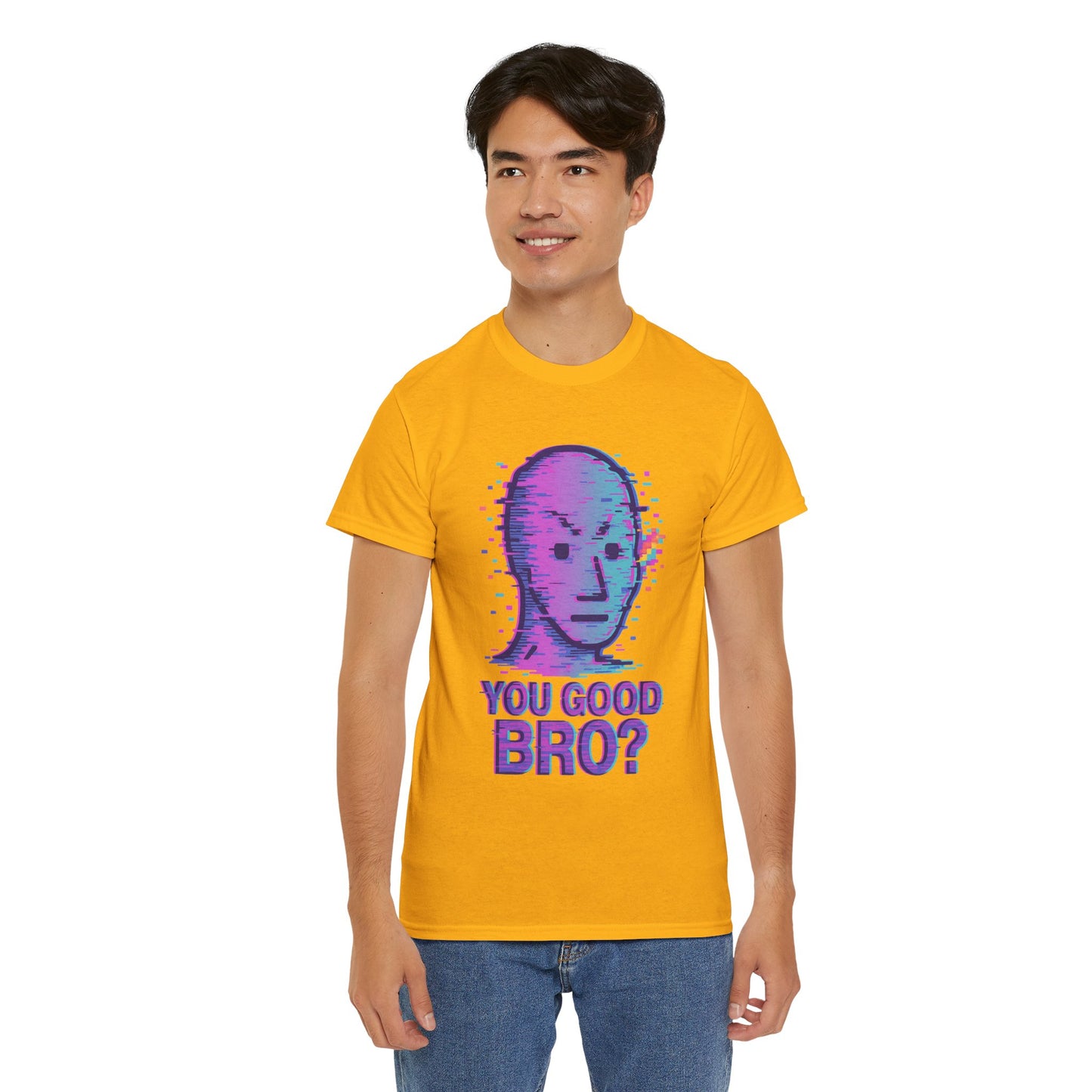 You Good Bro? Glitch Meme T-Shirt, Vaporwave NPC Shirt, Funny Unisex Graphic Tee, Digital Humor Gift, Gen Z Internet Culture Top