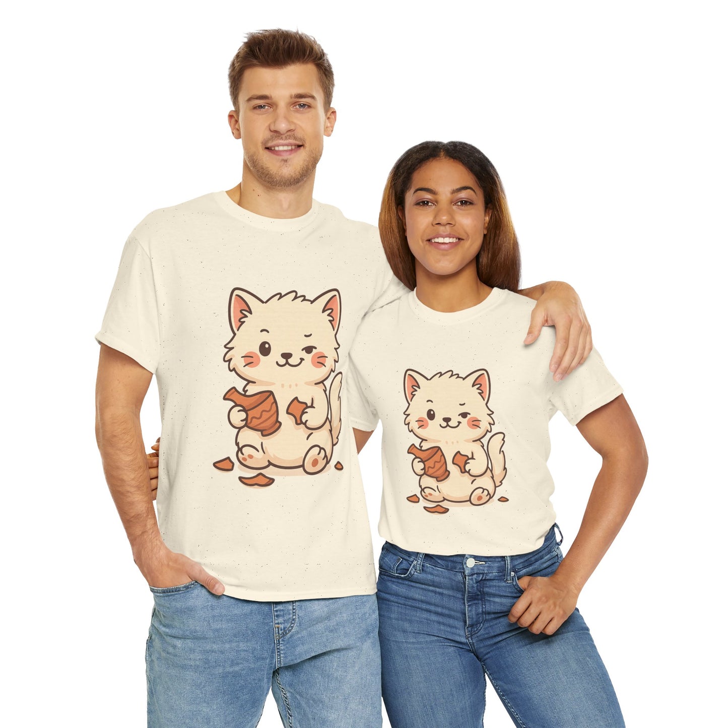 Cute Naughty Cat T-Shirt - Funny Kawaii Cat Shirt for Pet Lovers, Paws & Claws Collection