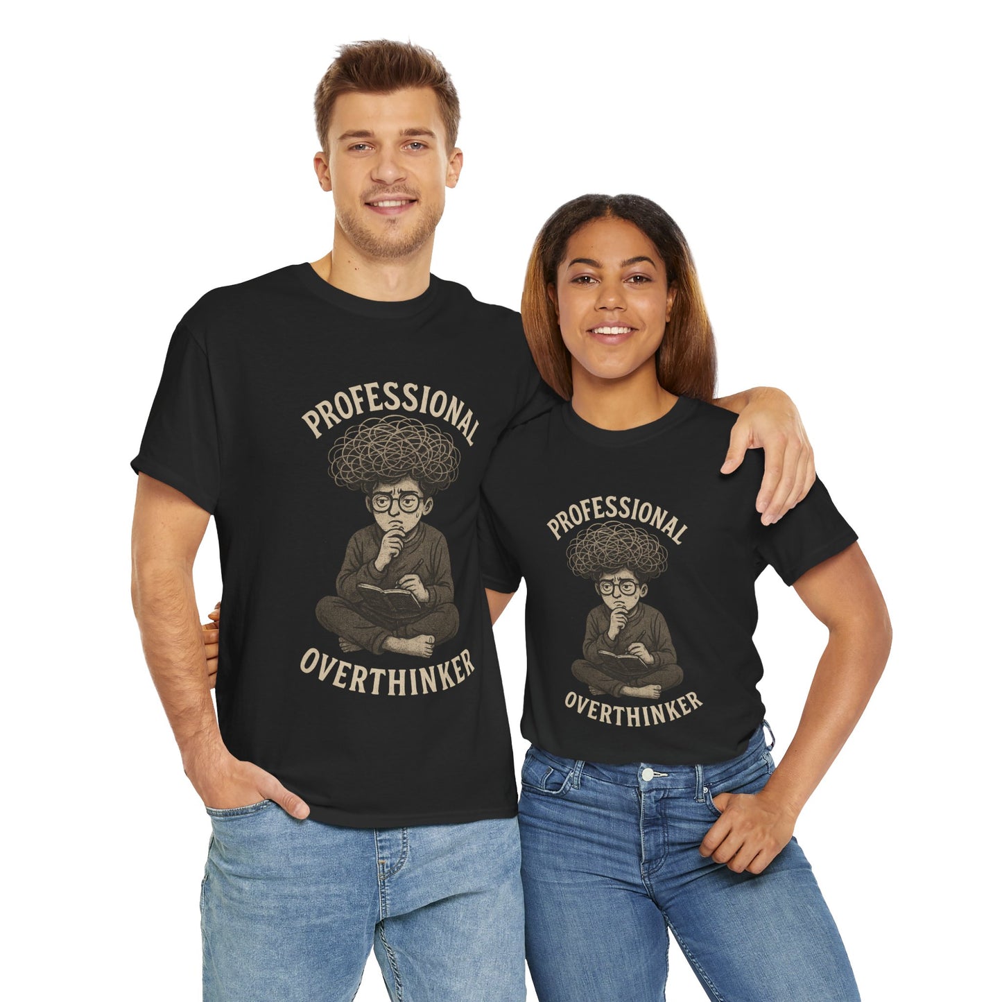 Professional Overthinker Shirt - Funny Thoughtful T-Shirt, Unisex Heavy Cotton Tee, Gift for Deep Thinkers, Casual Comfort Tee