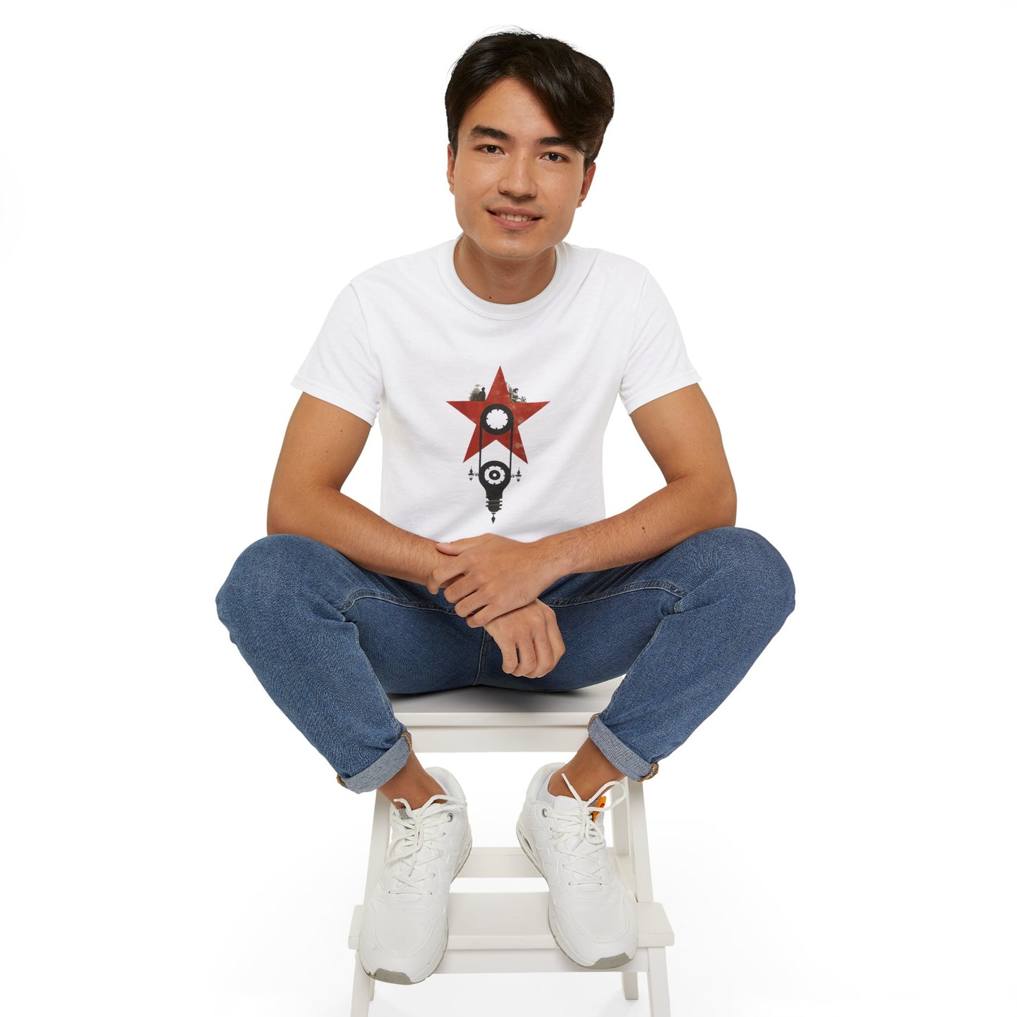 Red Star Mechanism Tee - Revolution T-Shirt, Steampunk Gear Shirt, Vintage Tech Art, Unisex Retro Design Tee