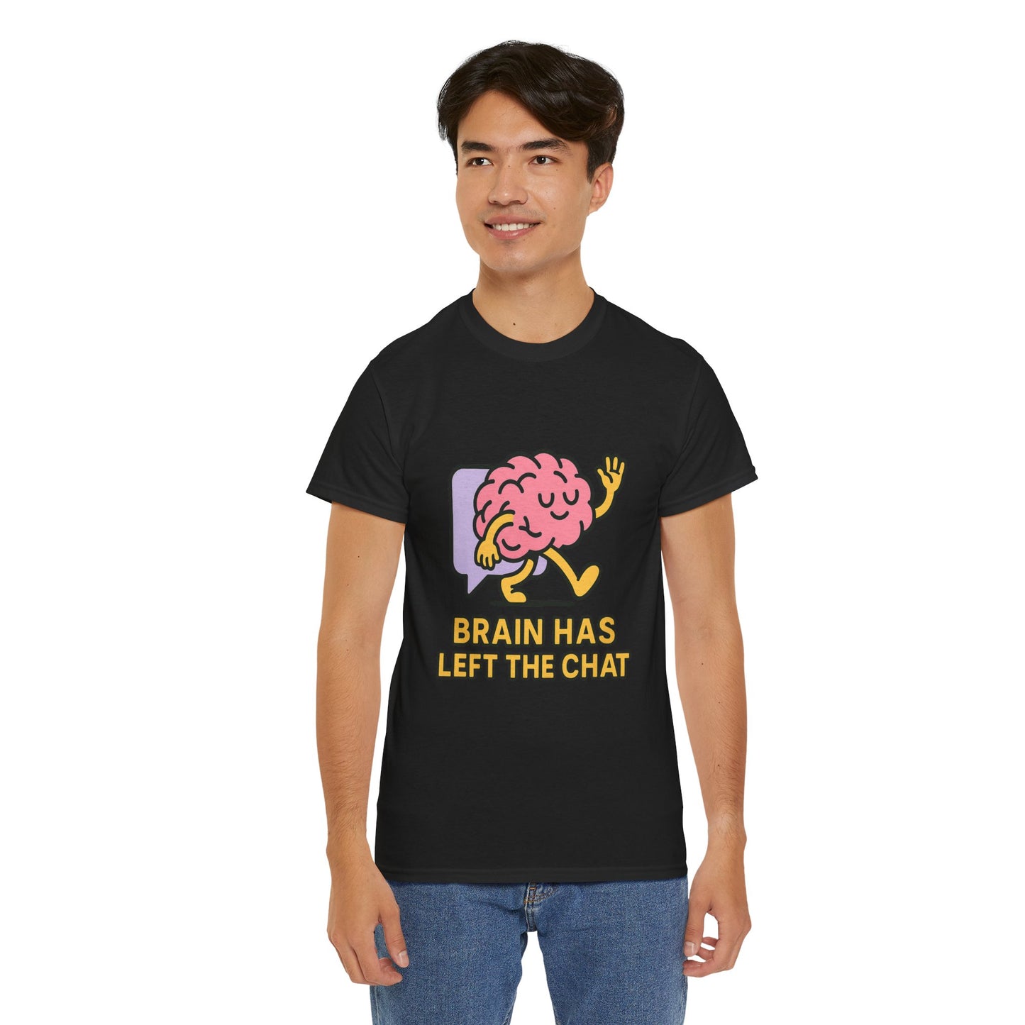 Brain Has Left The Chat T-Shirt, Funny Walking Brain Tee, Quirky Meme Shirt, Digital Humor, Gen Z Gift, Casual Unisex Graphic Top