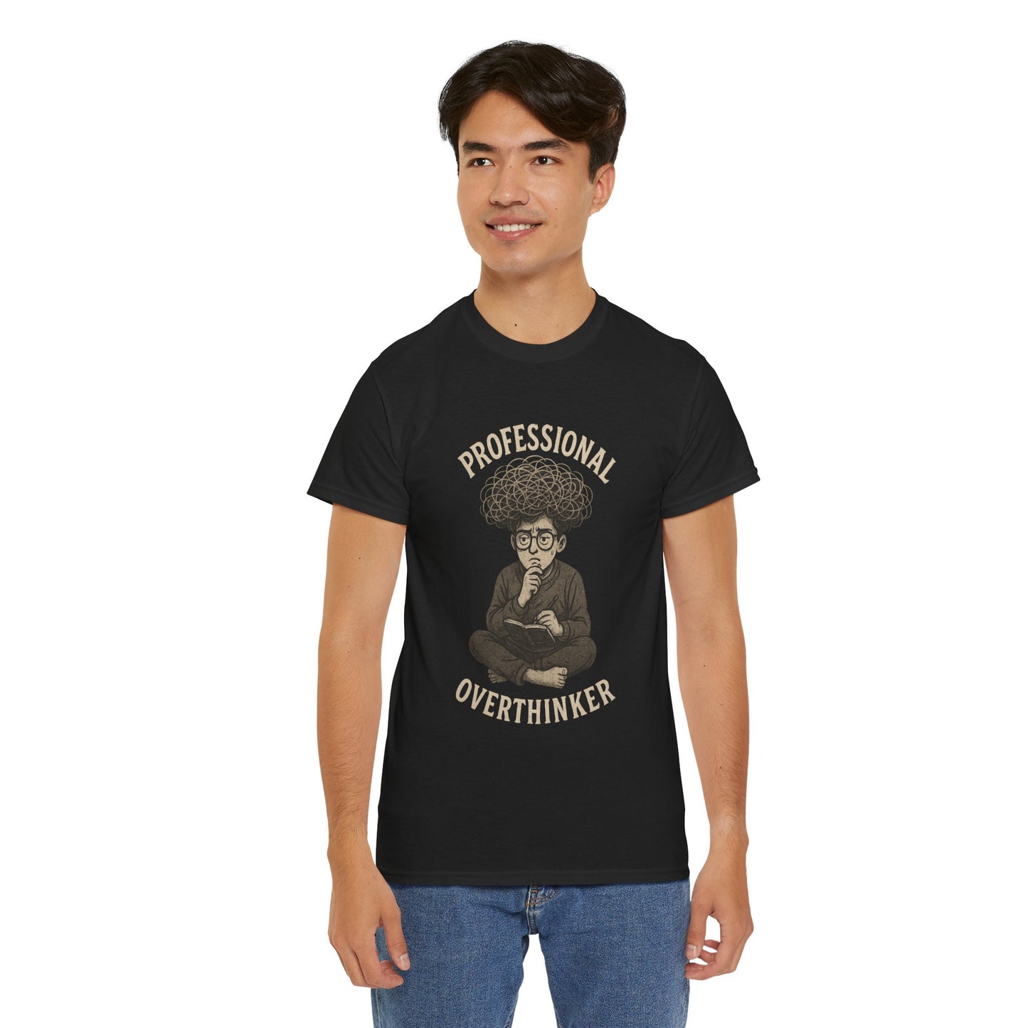 Professional Overthinker Shirt - Funny Thoughtful T-Shirt, Unisex Heavy Cotton Tee, Gift for Deep Thinkers, Casual Comfort Tee