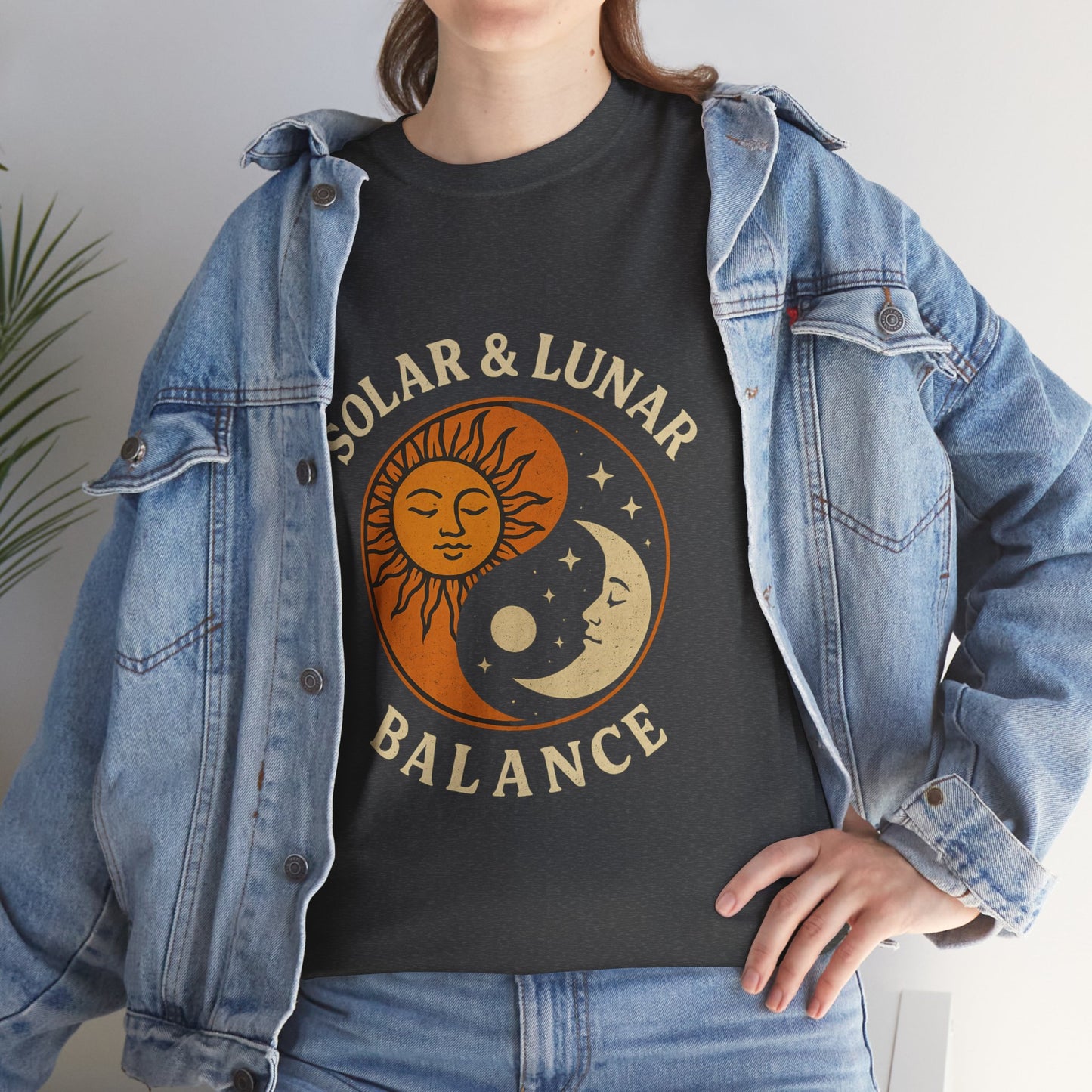 Solar & Lunar Balance T-Shirt - Yin Yang Sun and Moon Tee - Unisex Vintage Astrology Shirt - Retro Celestial Spiritual Gift