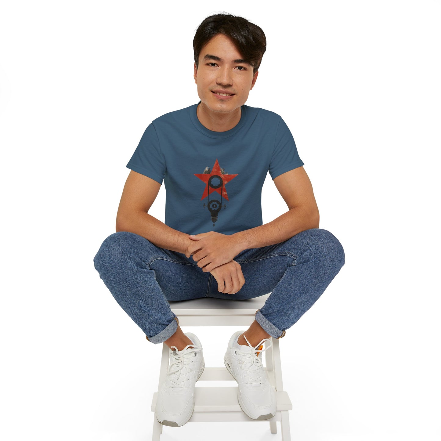 Red Star Mechanism Tee - Revolution T-Shirt, Steampunk Gear Shirt, Vintage Tech Art, Unisex Retro Design Tee