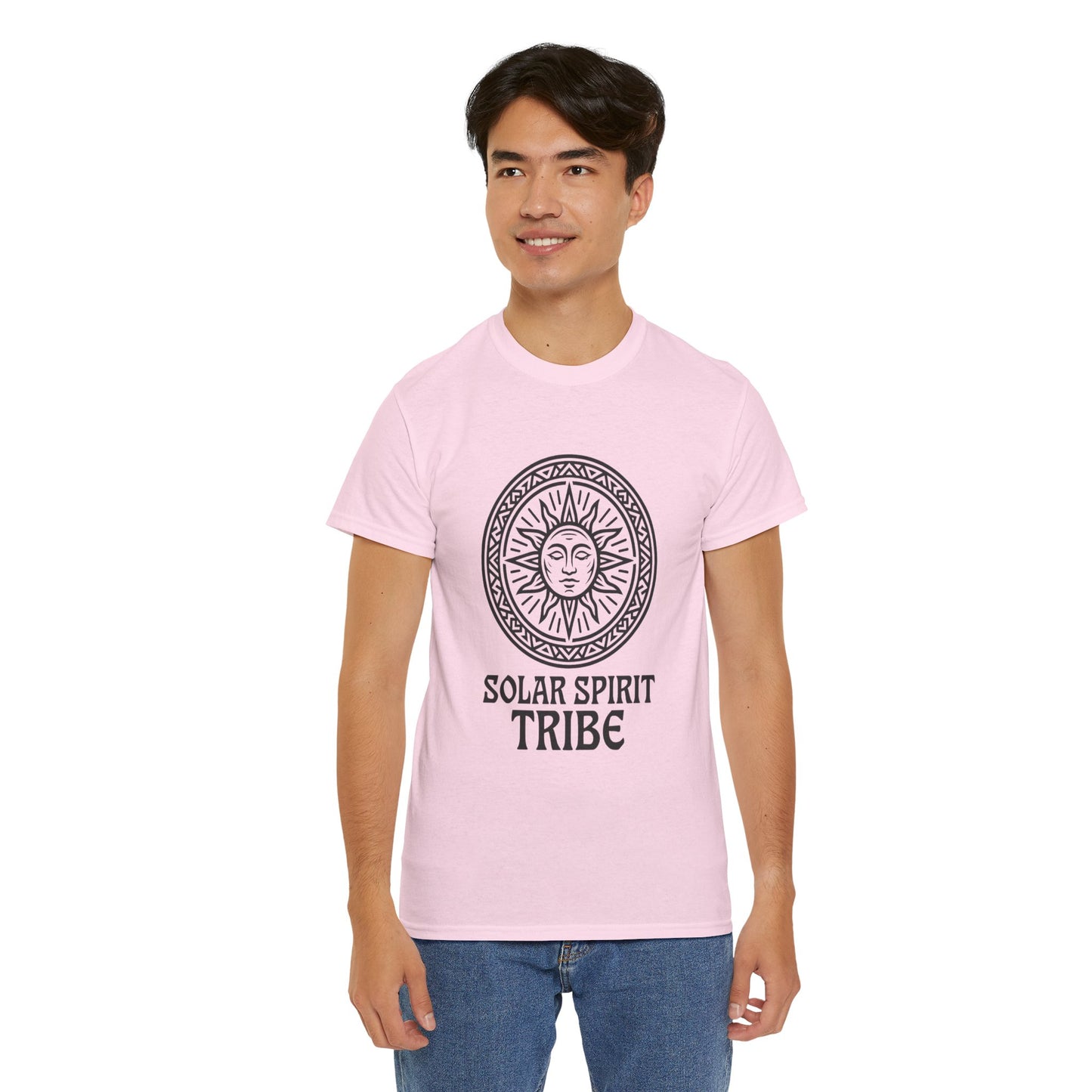 Solar Spirit Tribe Unisex T-Shirt, Sun Symbol Tee, Tribal Graphic Shirt, Boho Festival Top, Nature Lover Gift, Eco Spiritual Wear