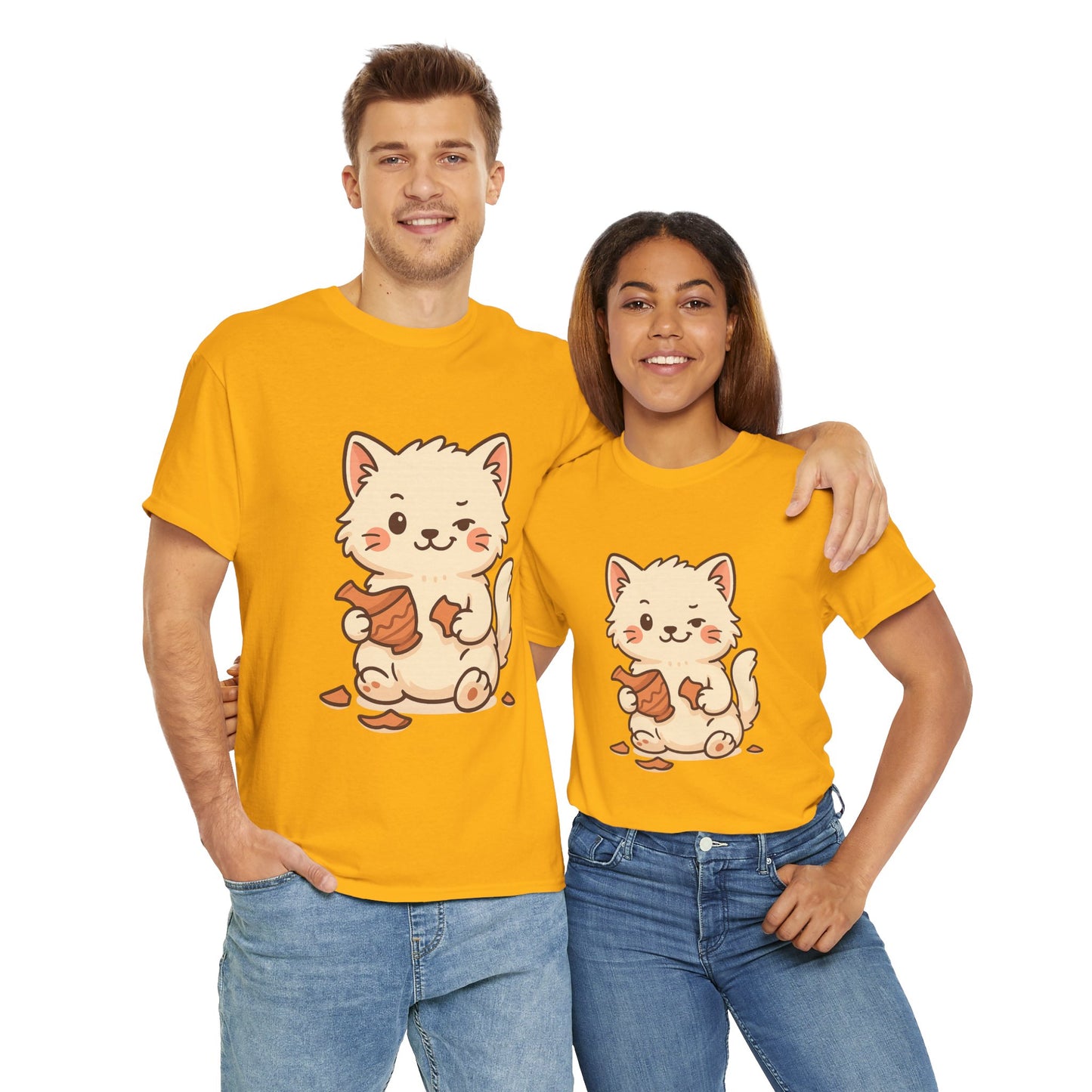 Cute Naughty Cat T-Shirt - Funny Kawaii Cat Shirt for Pet Lovers, Paws & Claws Collection