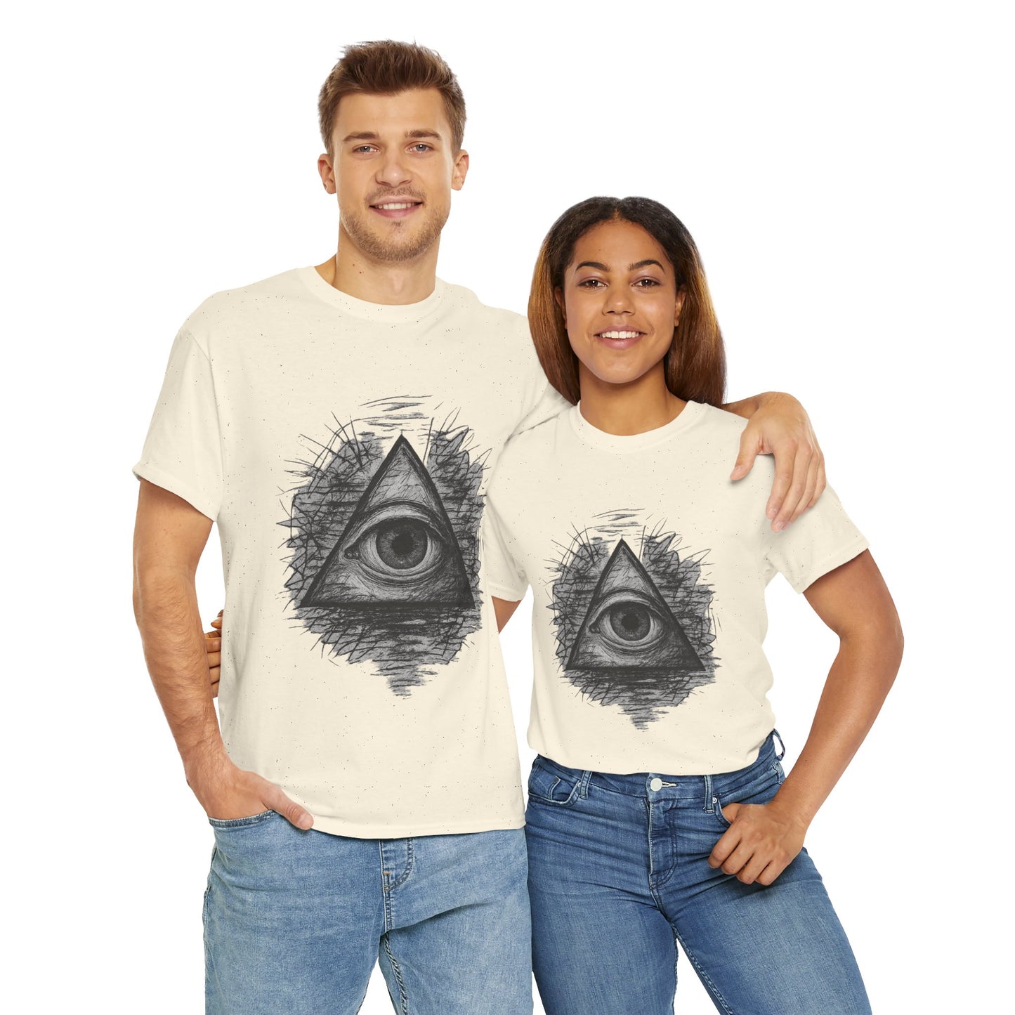 Mystic All-Seeing Eye Tee, Unisex Heavy Cotton Shirt, Occult Symbol T-Shirt, Grunge Style Gift, Esoteric Apparel