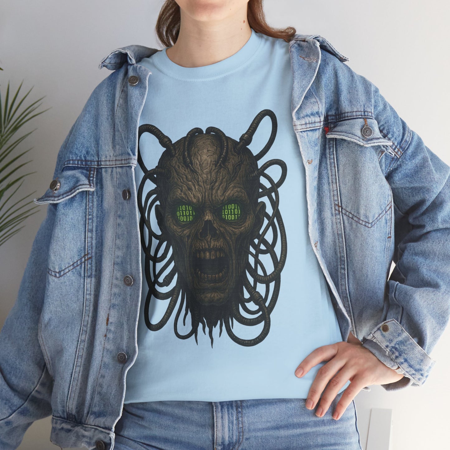 Neural Wraith T-Shirt, Gothic Horror Tee, Sci-Fi Skull Shirt, Cyberpunk Unisex Graphic, Dark Techwear