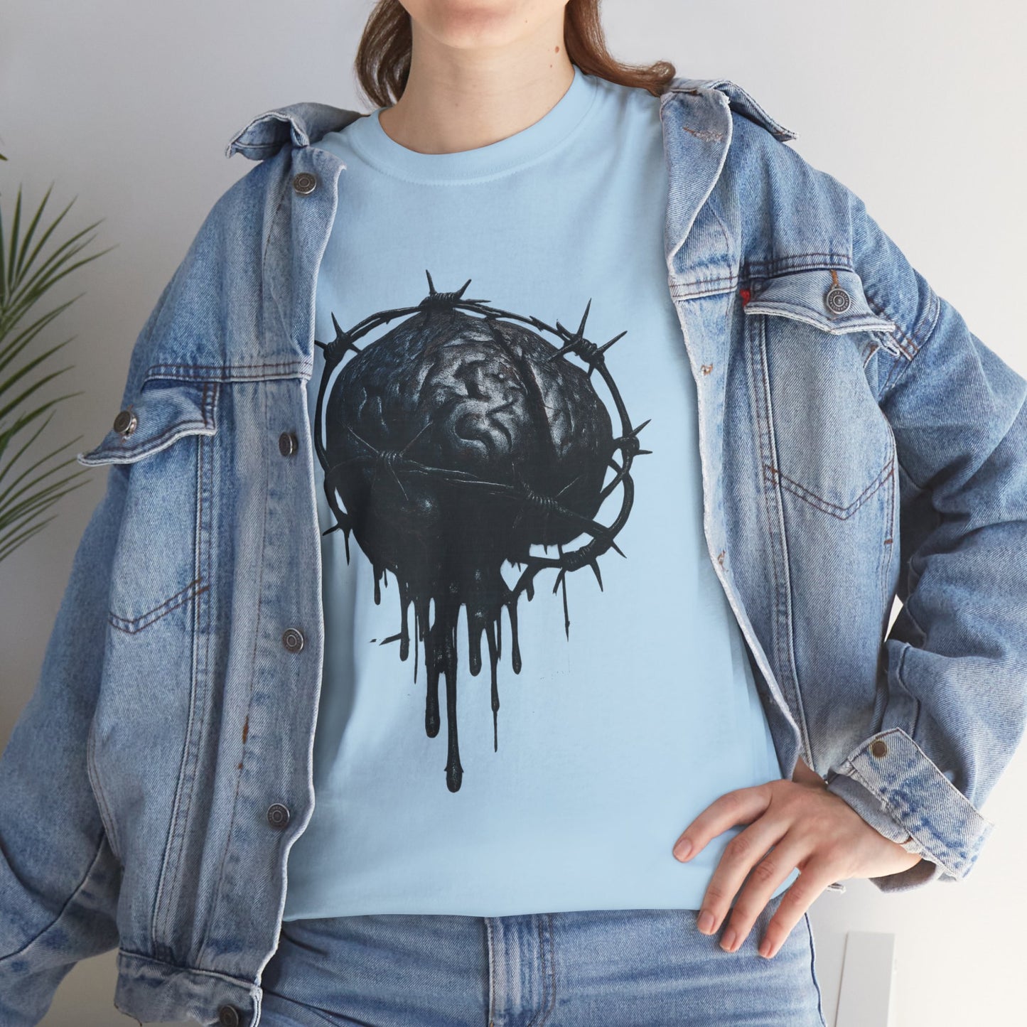 Dark Dripping Brain Tee, Unisex Heavy Cotton Shirt, Horror Fashion, Gothic Grunge Apparel, Edgy Gift for Him/Her