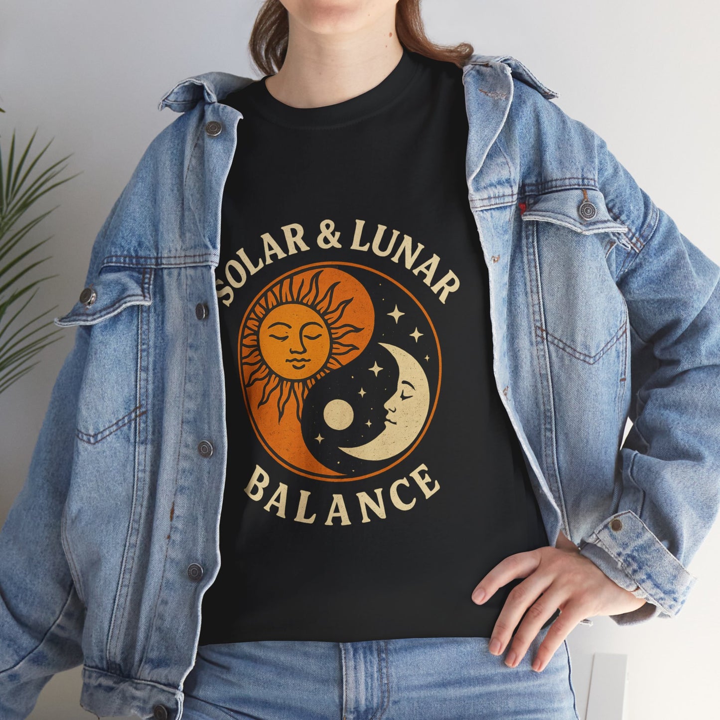 Solar & Lunar Balance T-Shirt - Yin Yang Sun and Moon Tee - Unisex Vintage Astrology Shirt - Retro Celestial Spiritual Gift