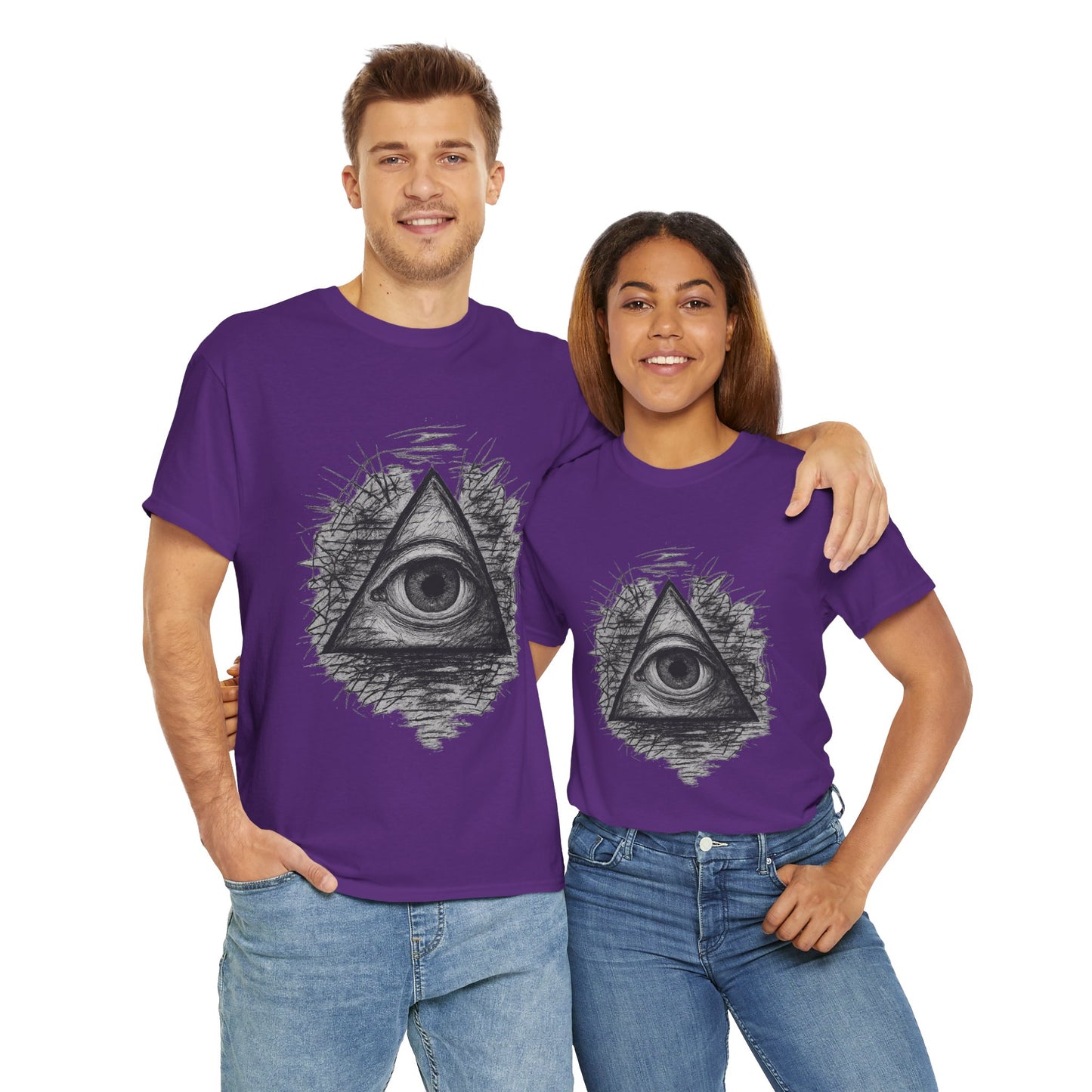 Mystic All-Seeing Eye Tee, Unisex Heavy Cotton Shirt, Occult Symbol T-Shirt, Grunge Style Gift, Esoteric Apparel