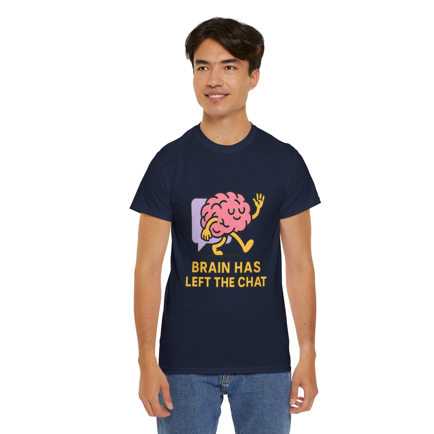 Brain Has Left The Chat T-Shirt, Funny Walking Brain Tee, Quirky Meme Shirt, Digital Humor, Gen Z Gift, Casual Unisex Graphic Top