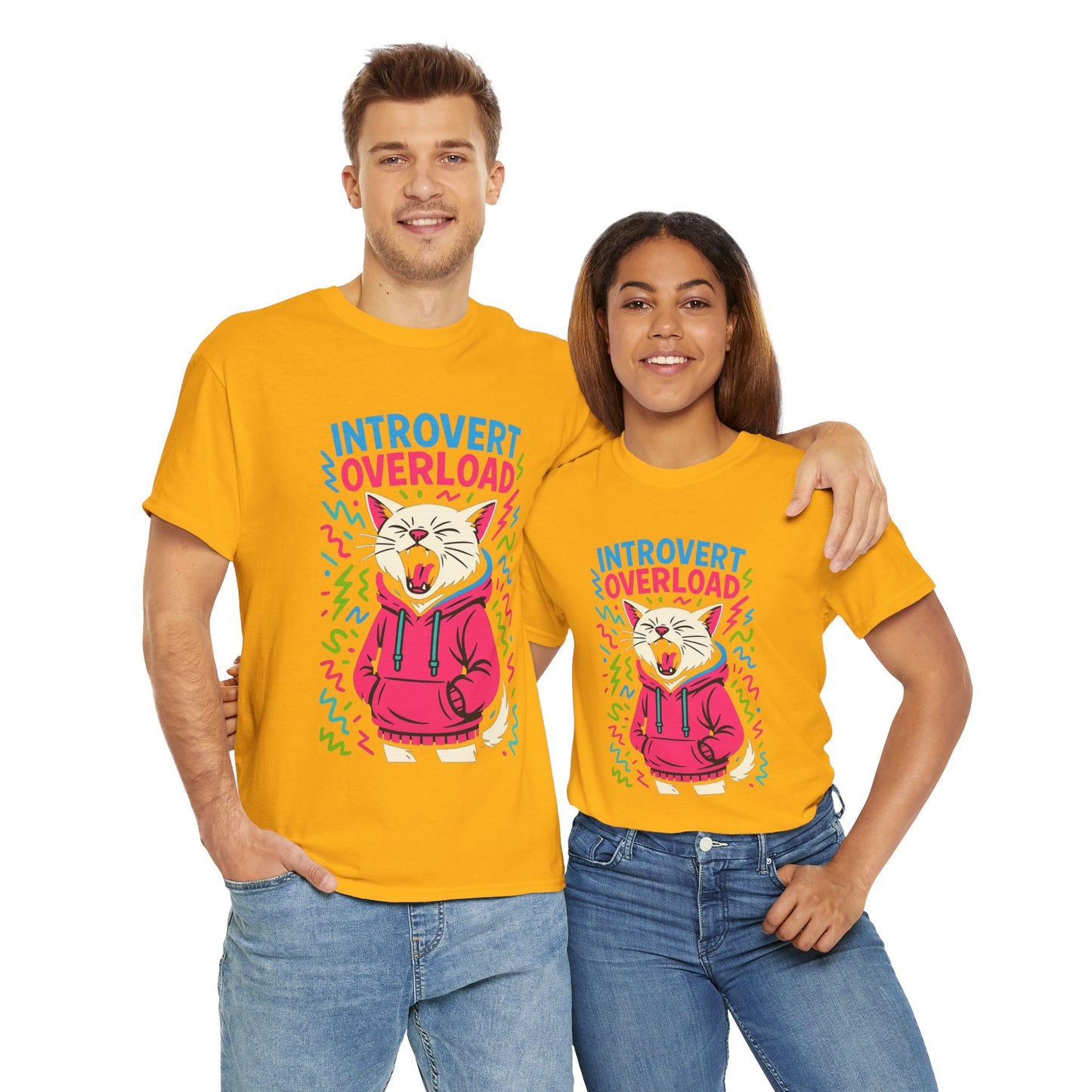 Introvert Overload Cat Shirt, Funny Hoodie Cat Tee, Social Anxiety Meme Shirt, Unisex Gift for Cat Lovers, Loud Crowd Humor Top