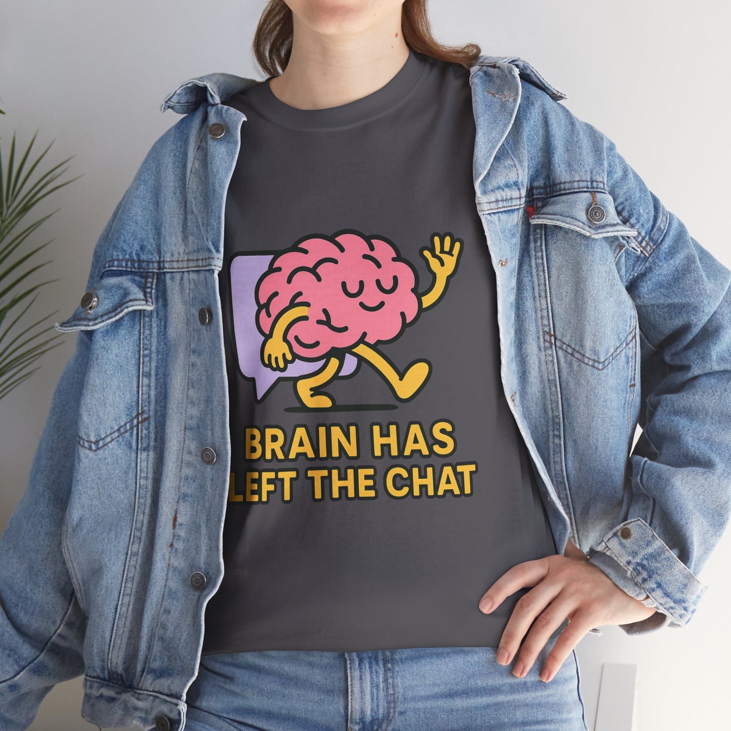 Brain Has Left The Chat T-Shirt, Funny Walking Brain Tee, Quirky Meme Shirt, Digital Humor, Gen Z Gift, Casual Unisex Graphic Top