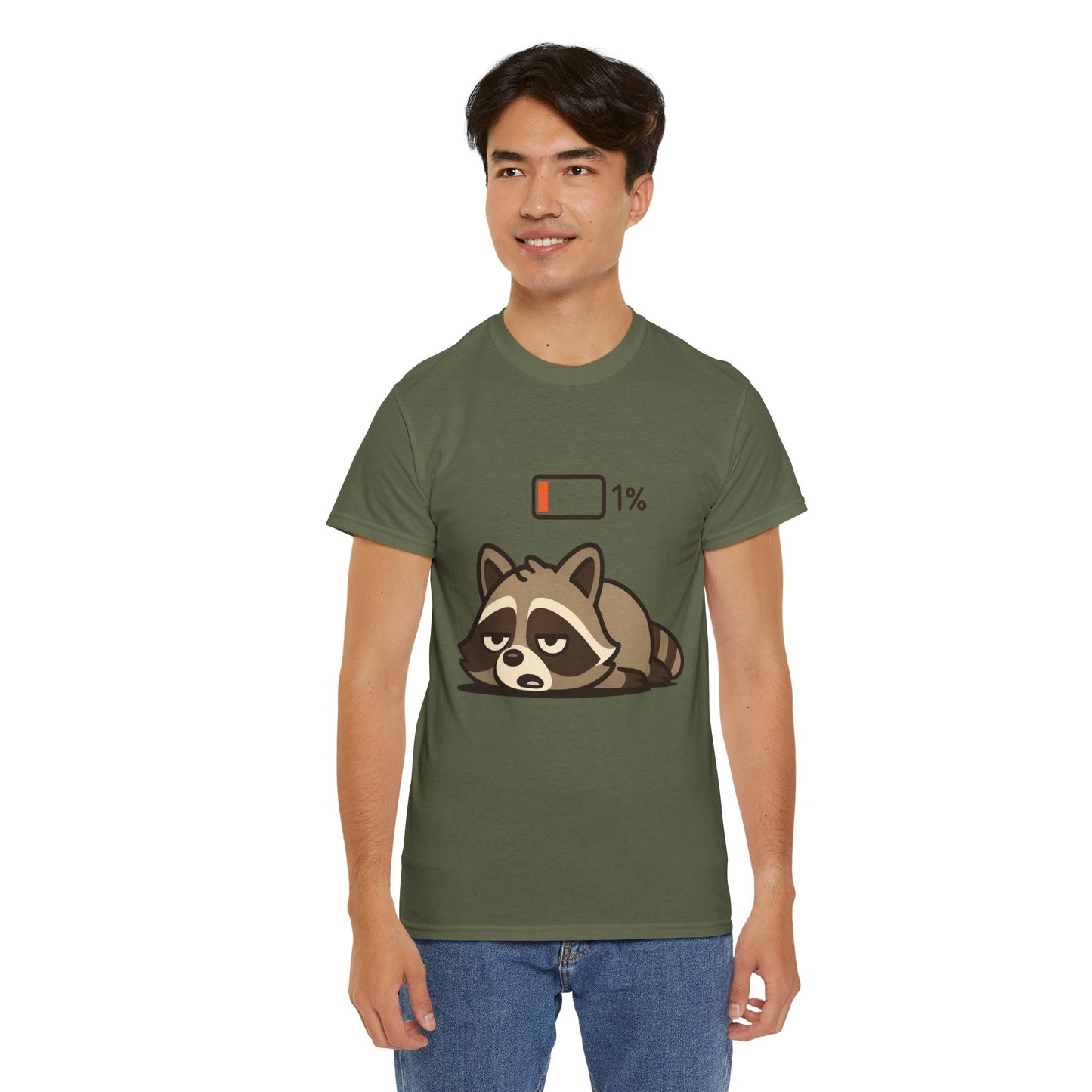 Sleepy Raccoon Tee, Funny Animal Shirt, Lazy Day Outfit, Cozy Gift, Unisex Cotton Tee